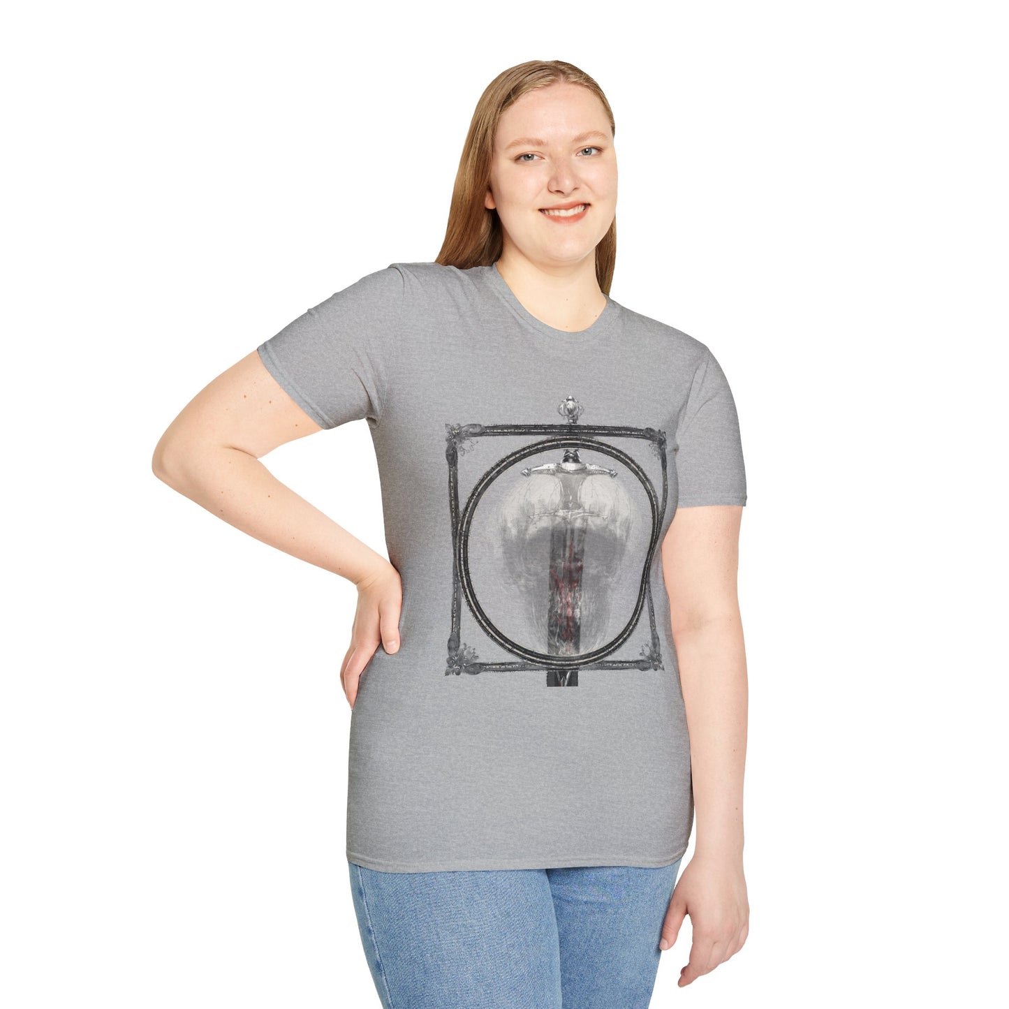 Skelly Goth Franed Sword Through Skull Graphic Tee