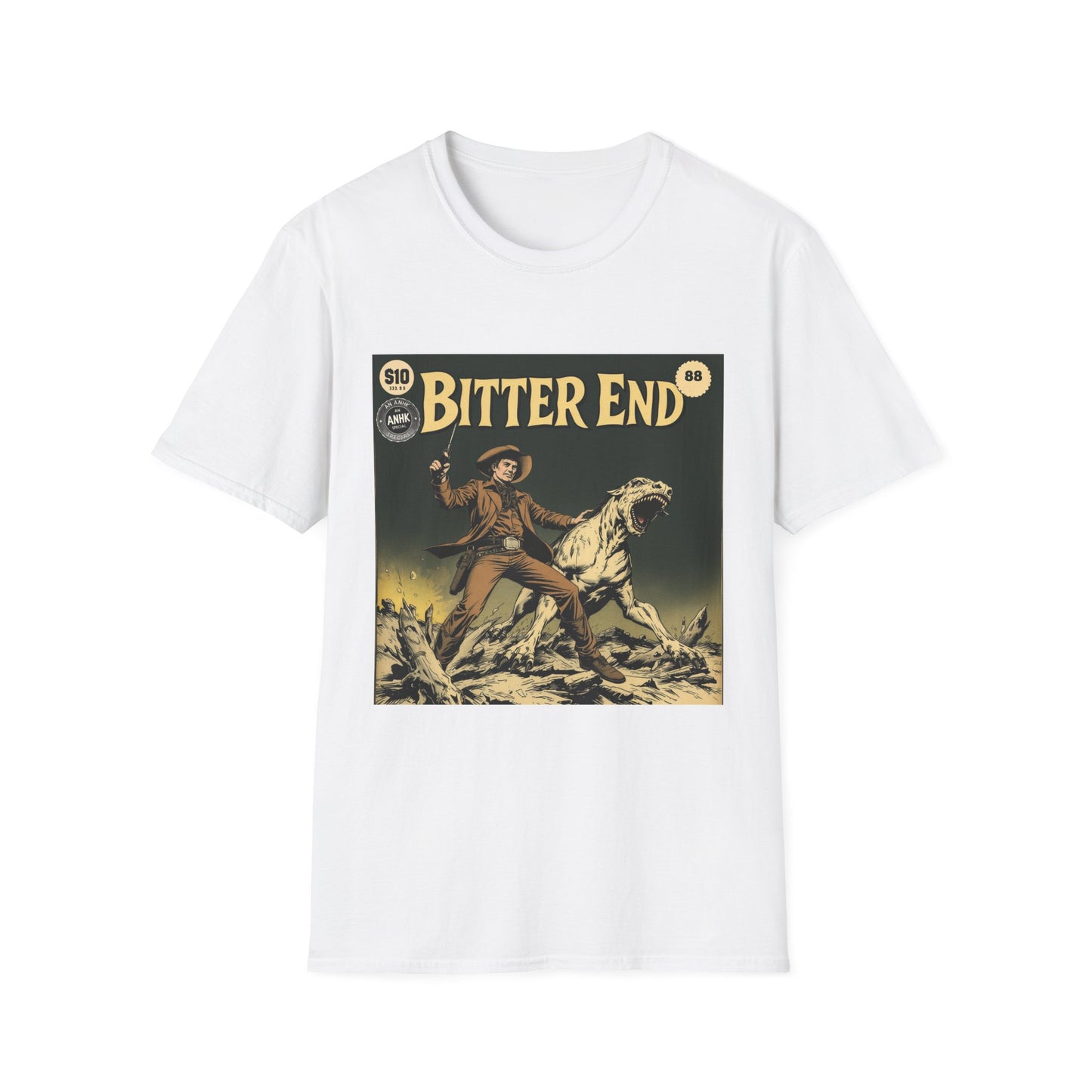 Vintage Comic Cover Western 'Bitter End' Graphic T-Shirt