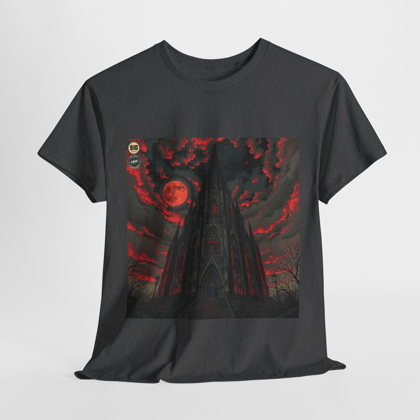 Gothic Cathedral Comic Cover Art Unisex Heavy Cotton Tee