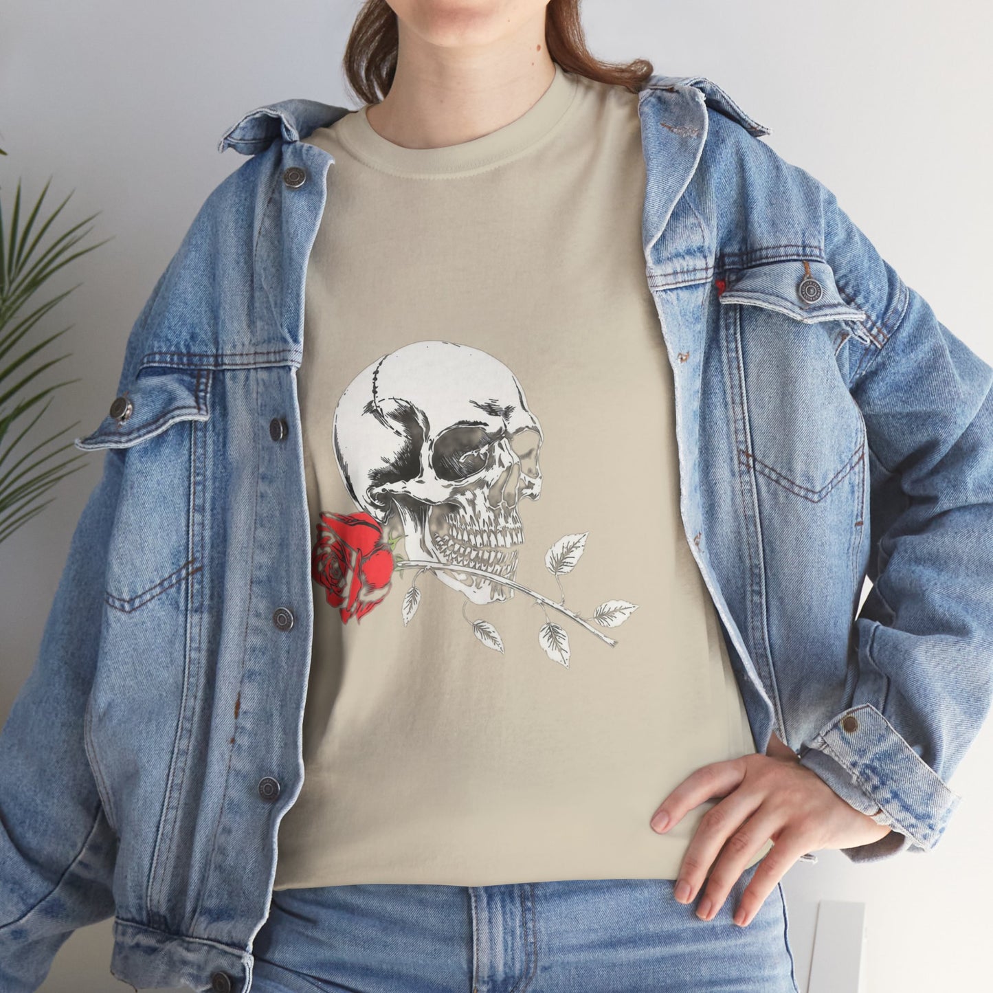 Skelly Goth Skull And Rose Unisex Heavy Cotton Tee