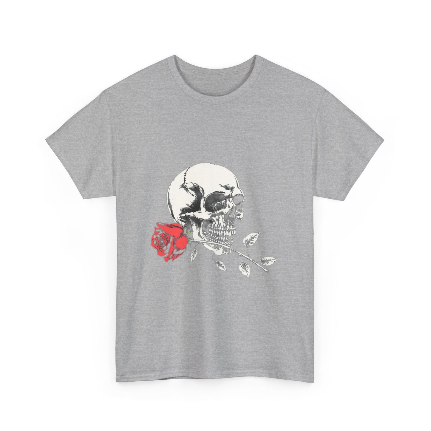 Skelly Goth Skull And Rose Unisex Heavy Cotton Tee