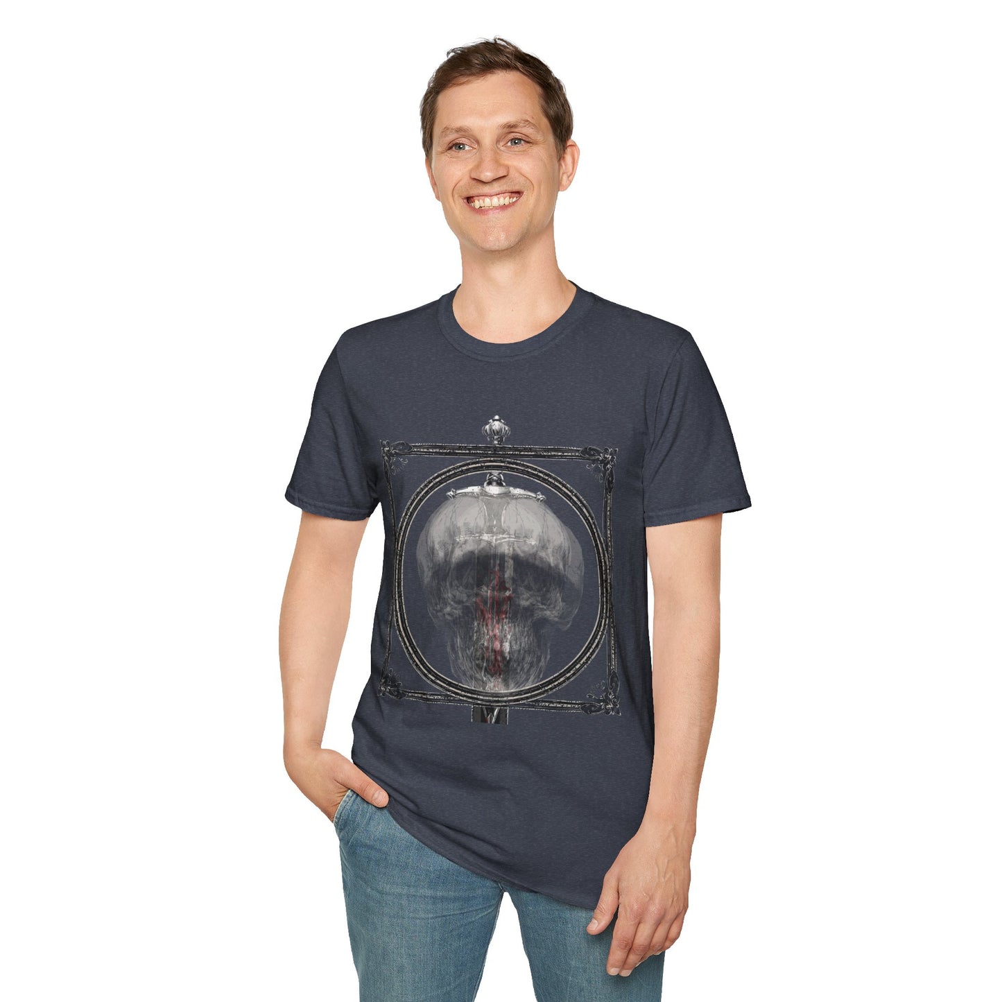 Skelly Goth Franed Sword Through Skull Graphic Tee