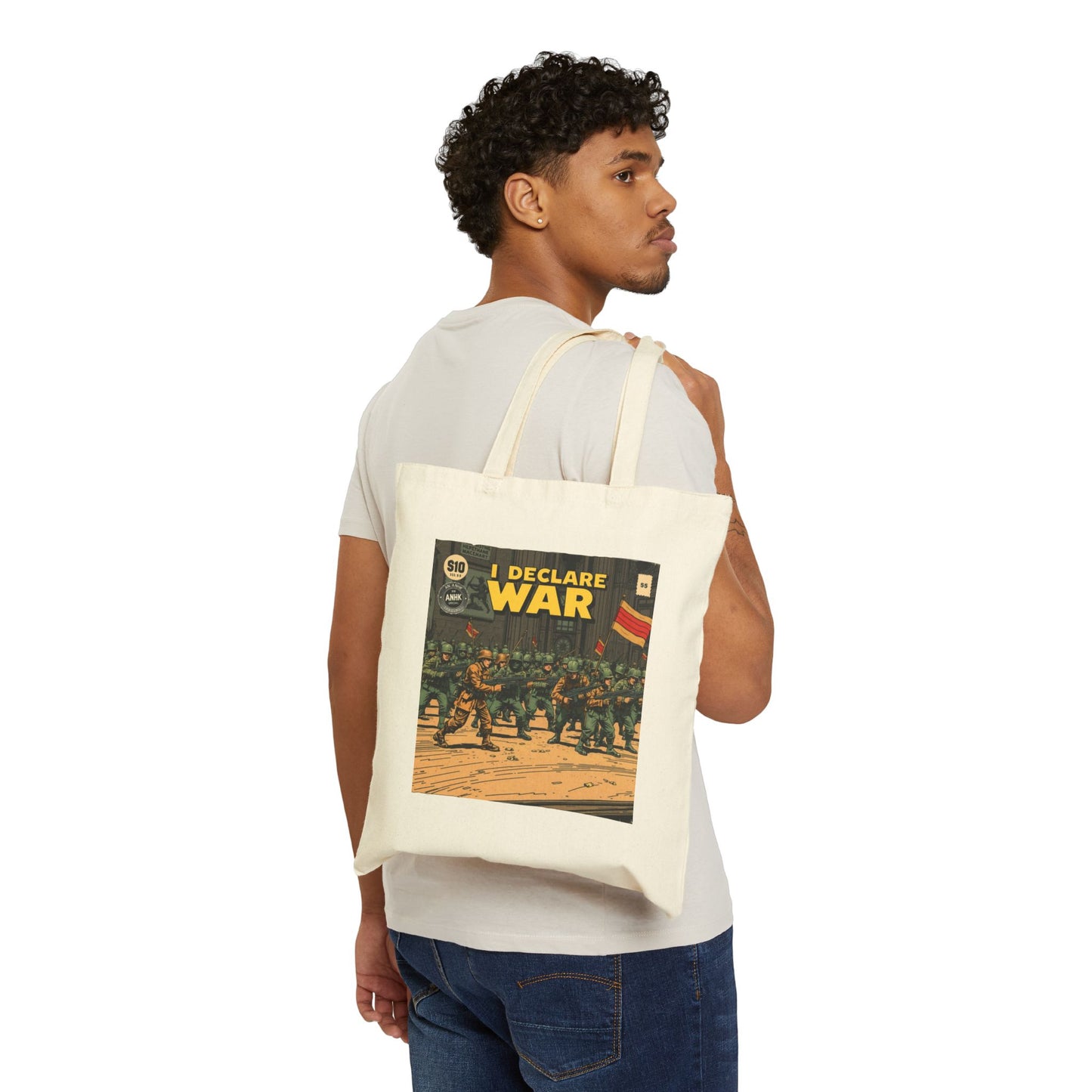 I Declare War-Themed Cotton Canvas Tote Bag