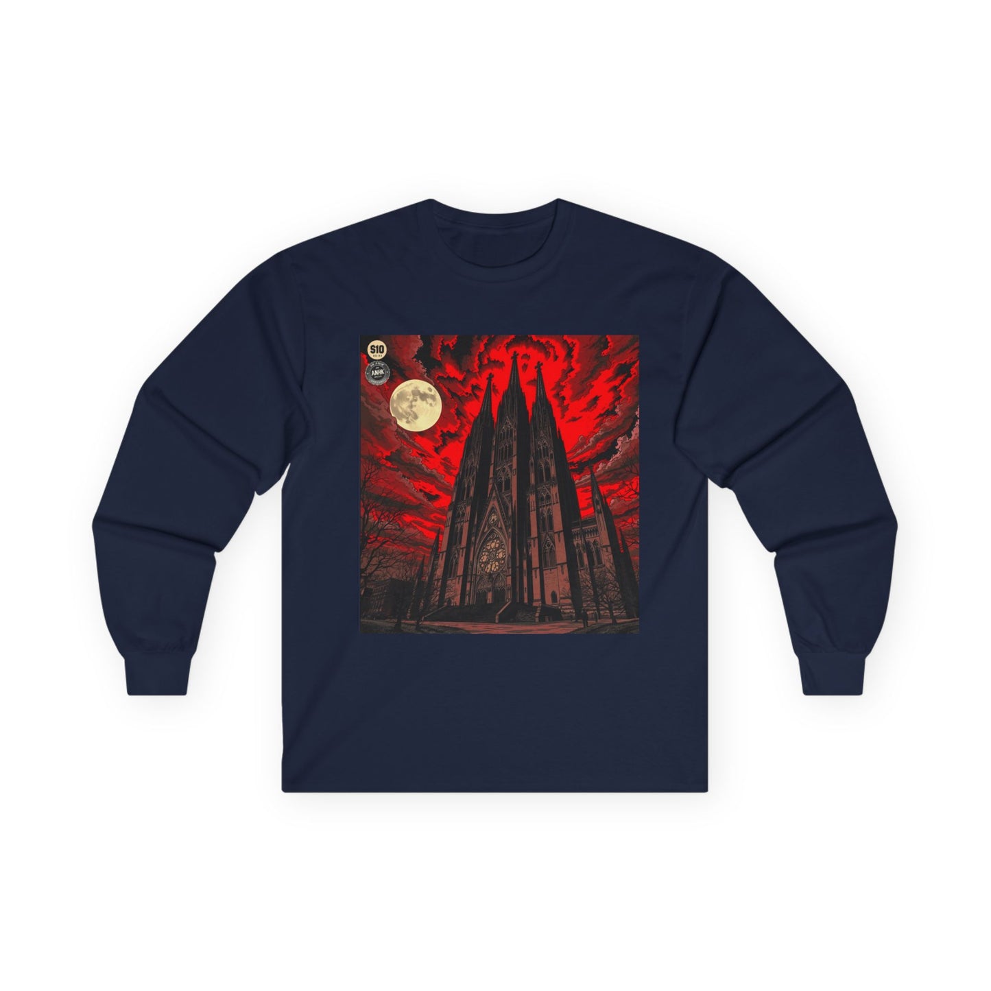Moody Tee Gothic Moonrise Cathedral Long Sleeve Tee