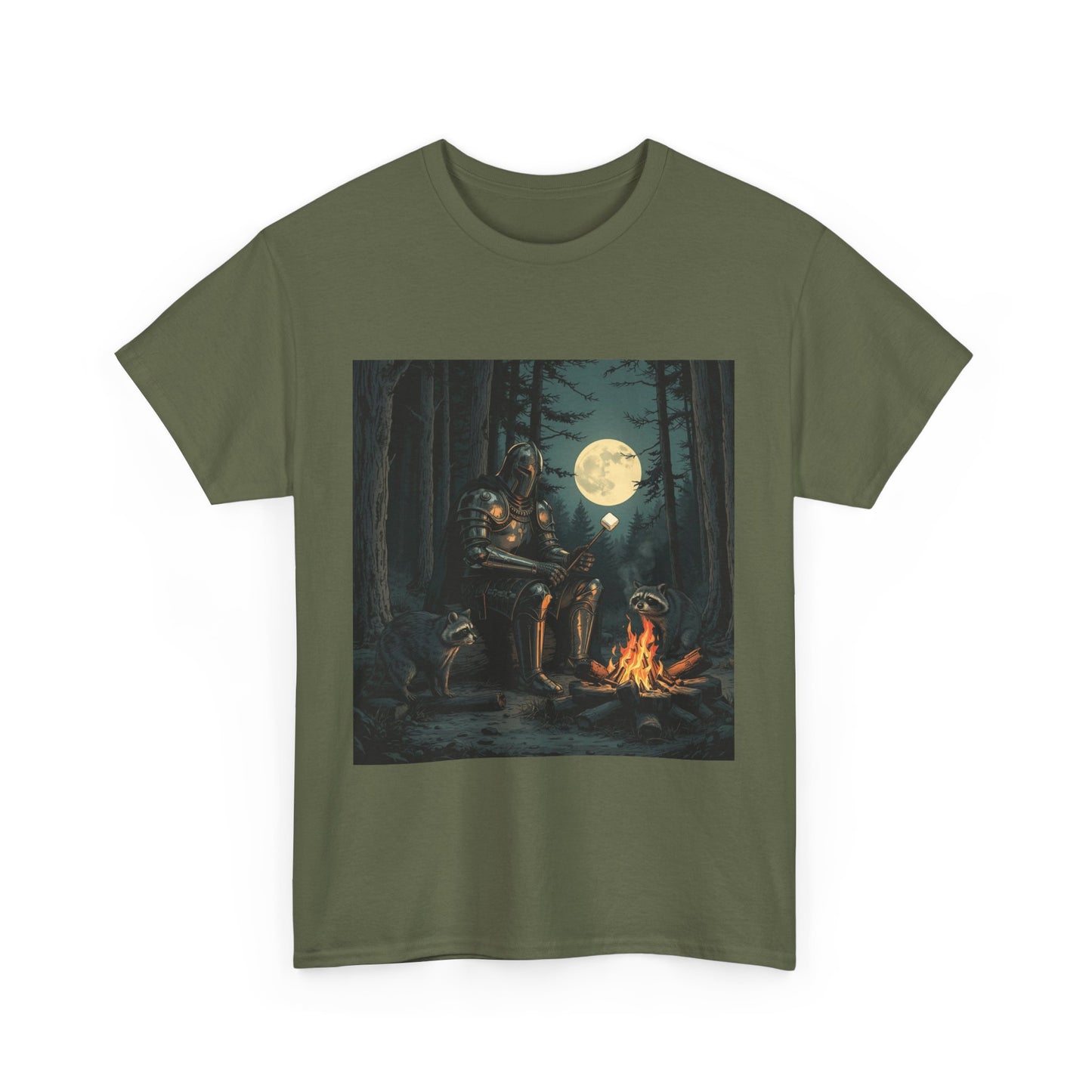 Vintage Comic Cover Knight Of Marshmallows Moonlit Campfire Unisex Tee