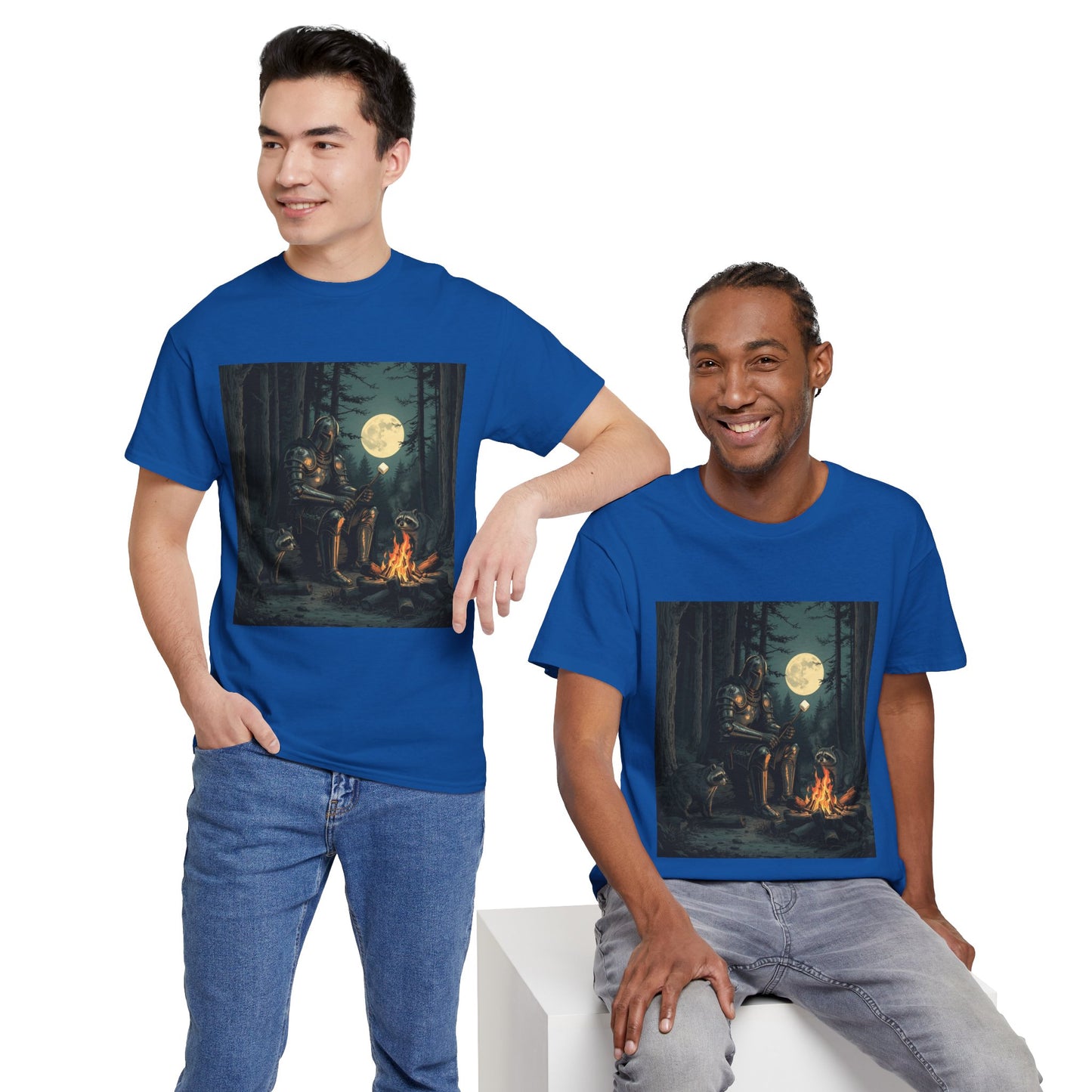 Vintage Comic Cover Knight Of Marshmallows Moonlit Campfire Unisex Tee