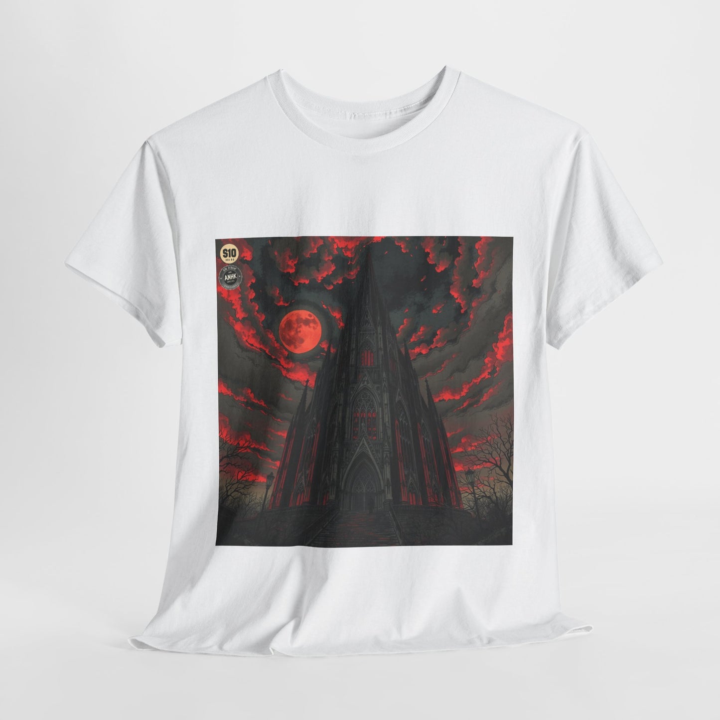 Gothic Cathedral Comic Cover Art Unisex Heavy Cotton Tee