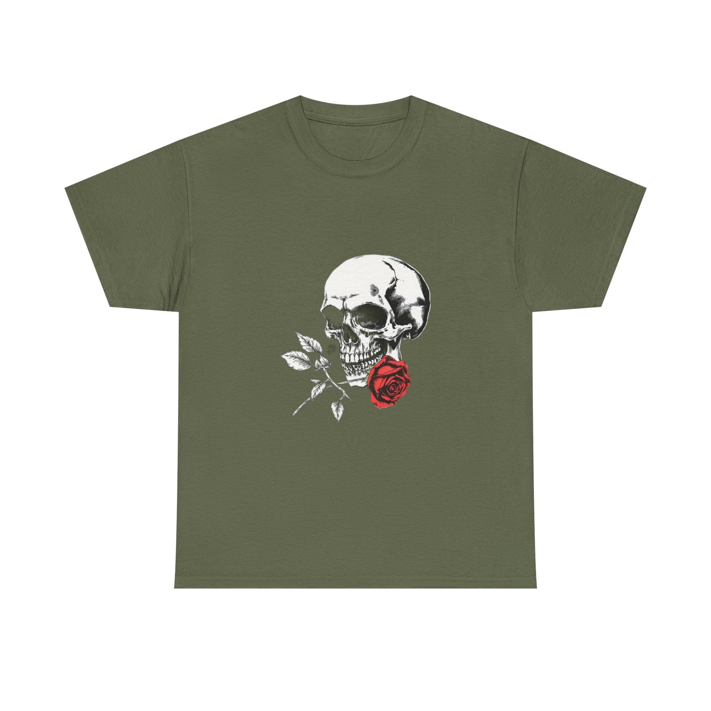 Skelly Goth Skull & Rose Tee - Unisex Heavy Cotton T-Shirt