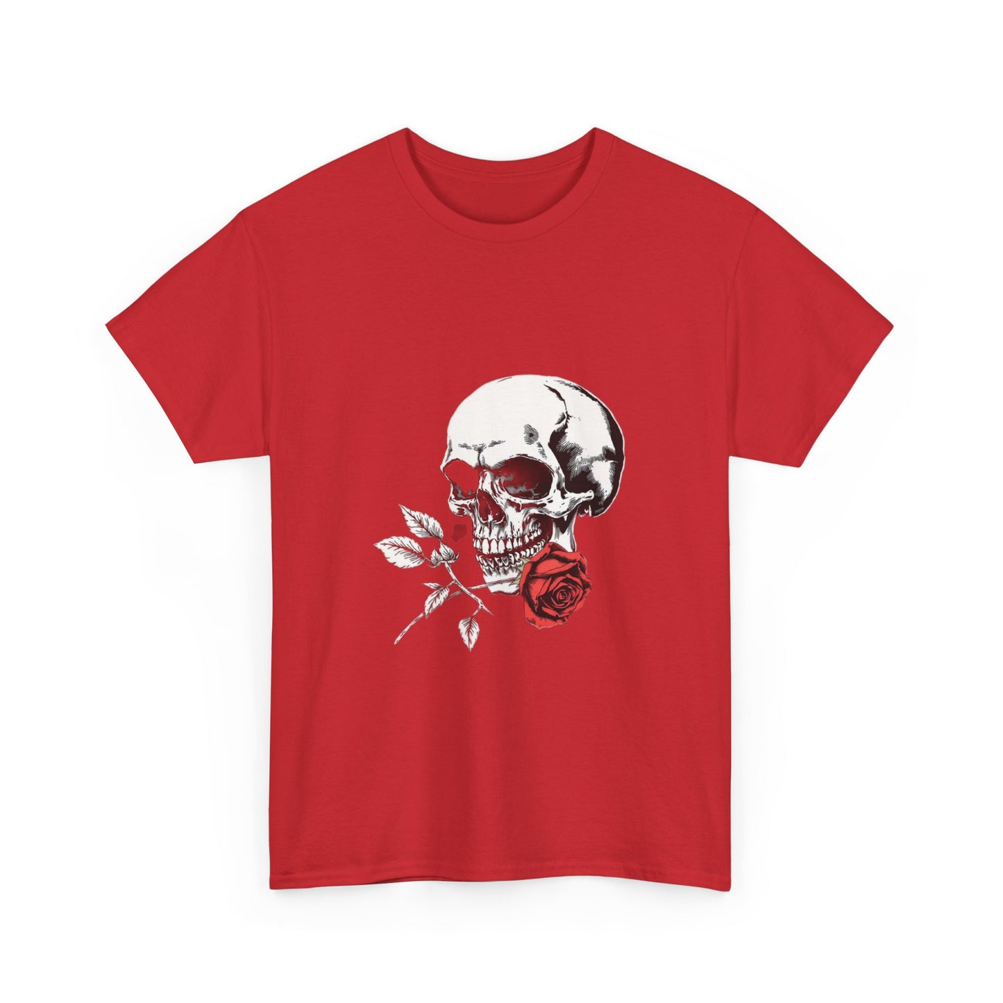 Skelly Goth Skull & Rose Tee - Unisex Heavy Cotton T-Shirt