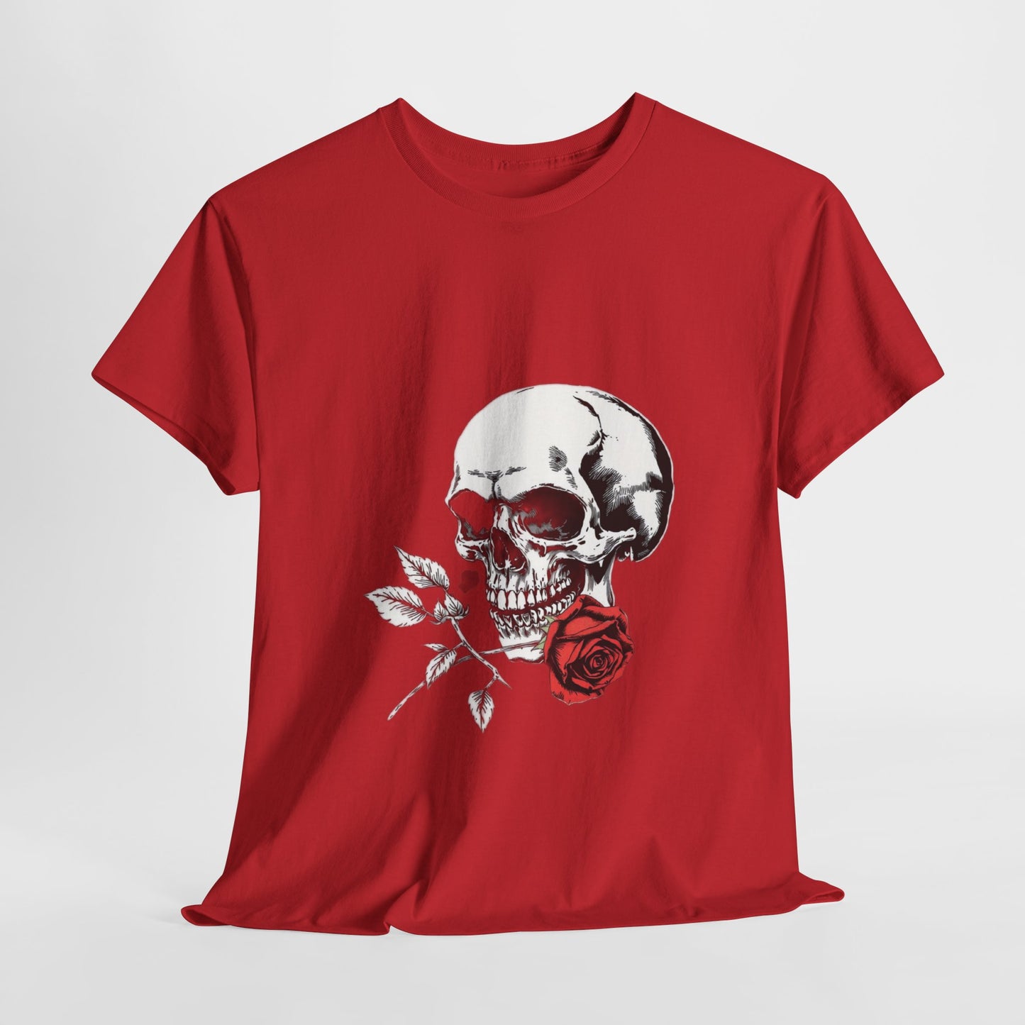 Skelly Goth Skull & Rose Tee - Unisex Heavy Cotton T-Shirt