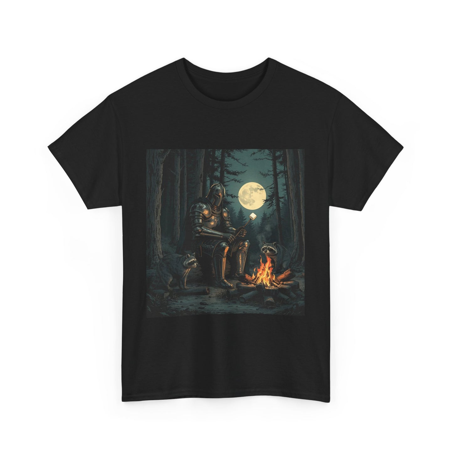 Vintage Comic Cover Knight Of Marshmallows Moonlit Campfire Unisex Tee