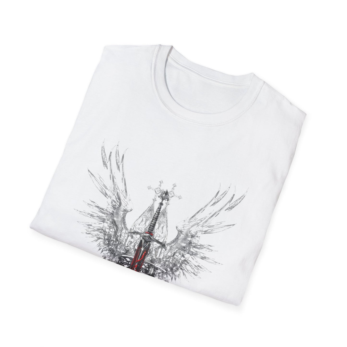 Gothic Y2k Unisex Softstyle T-Shirt with Edgy Sword Design