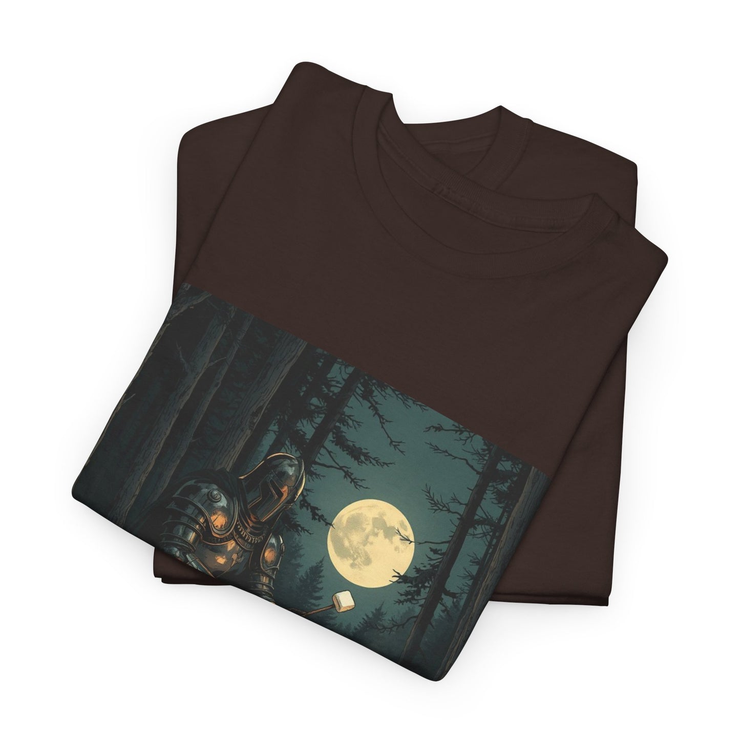 Vintage Comic Cover Knight Of Marshmallows Moonlit Campfire Unisex Tee