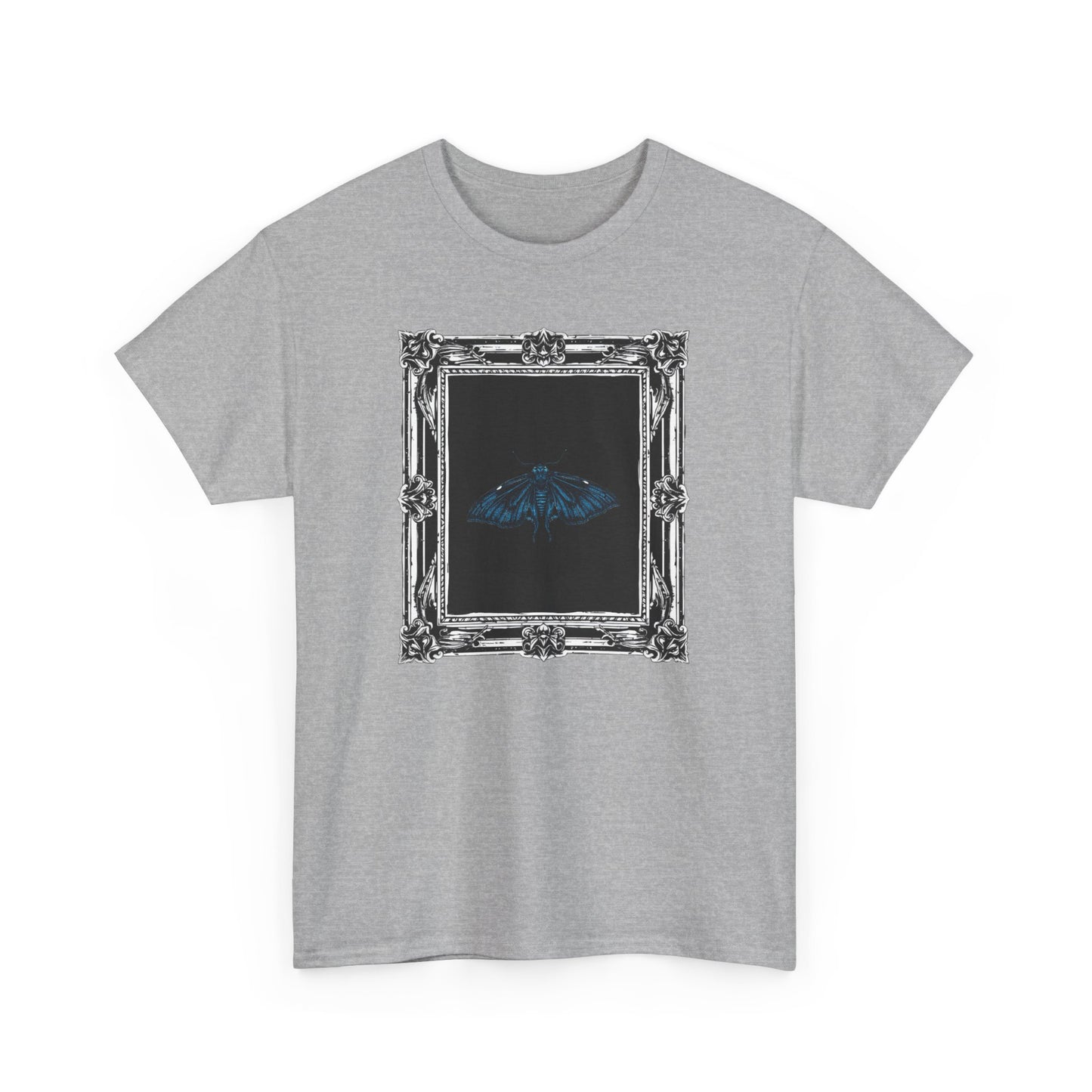 Gothic Y2k Blue Moth Framed Unisex Heavy Cotton Tee