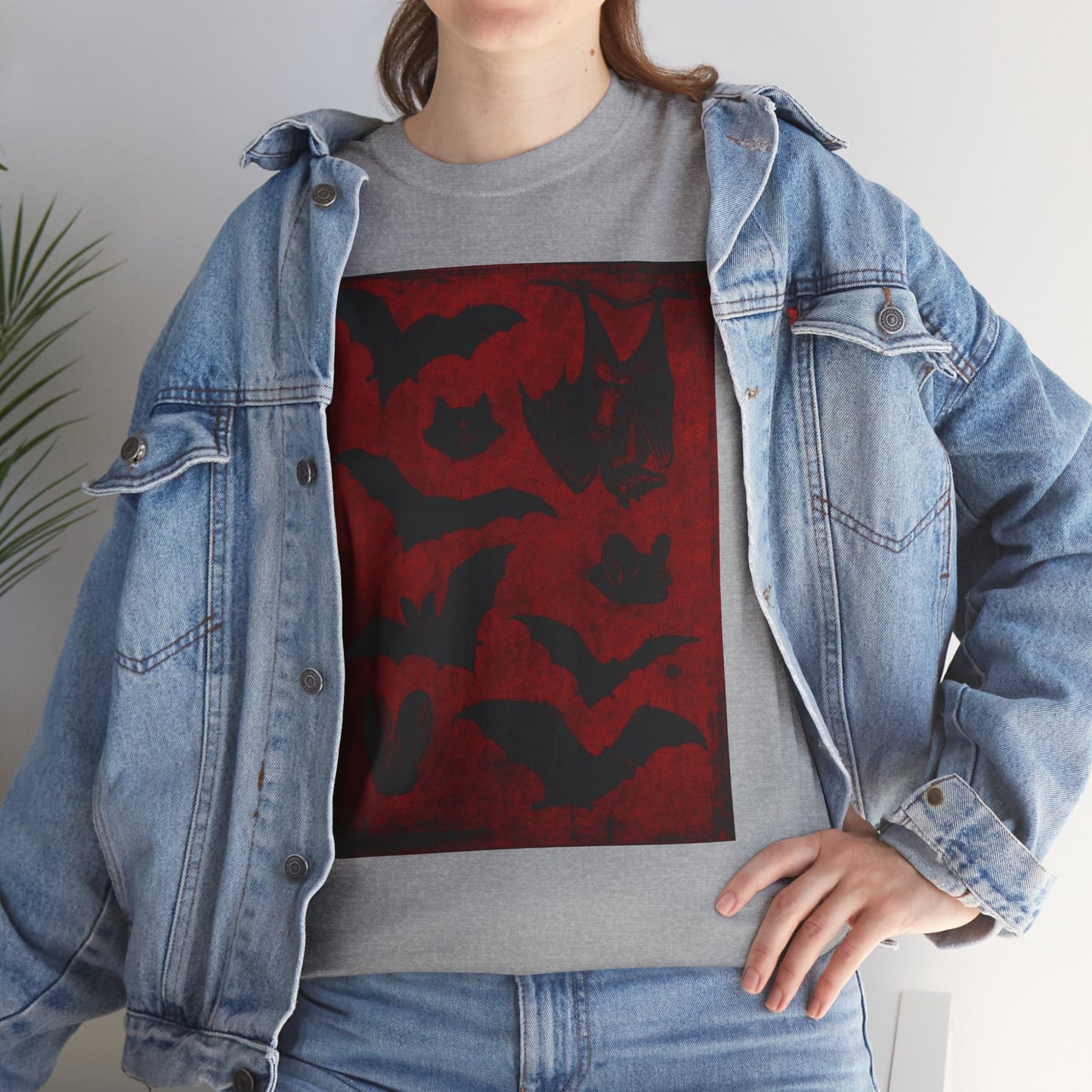 Moody Tee Gothic Bat Print Unisex Heavy Cotton Tee