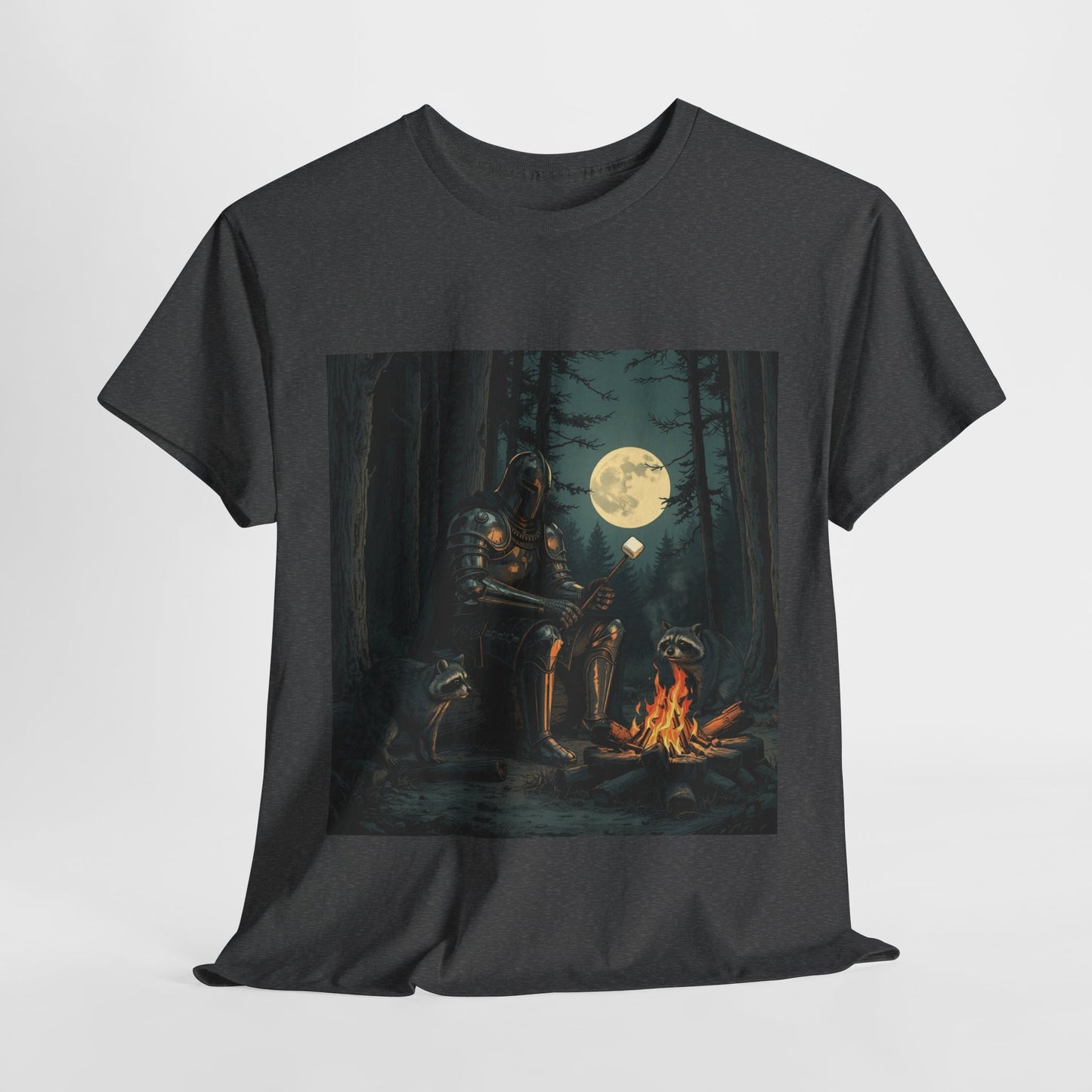 Vintage Comic Cover Knight Of Marshmallows Moonlit Campfire Unisex Tee