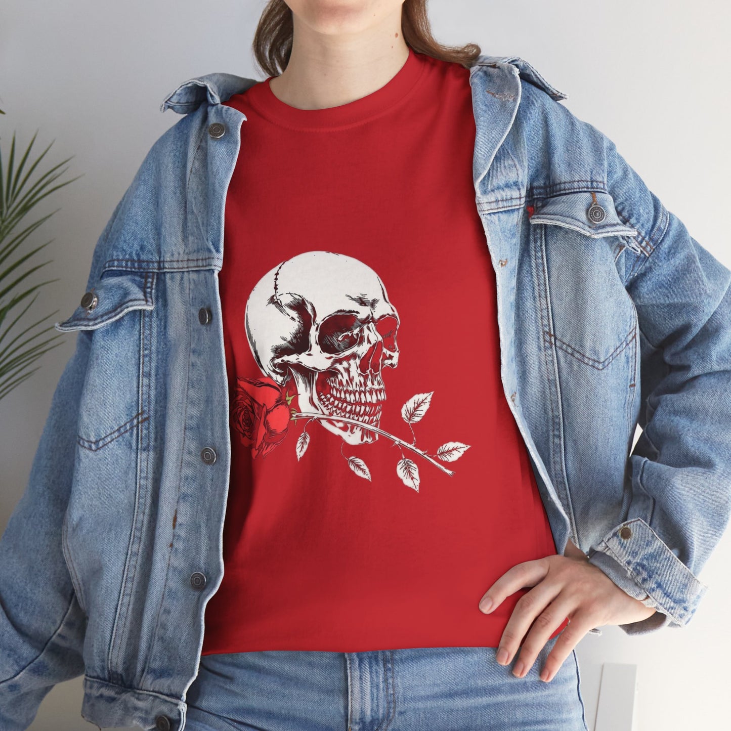 Skelly Goth Skull And Rose Unisex Heavy Cotton Tee