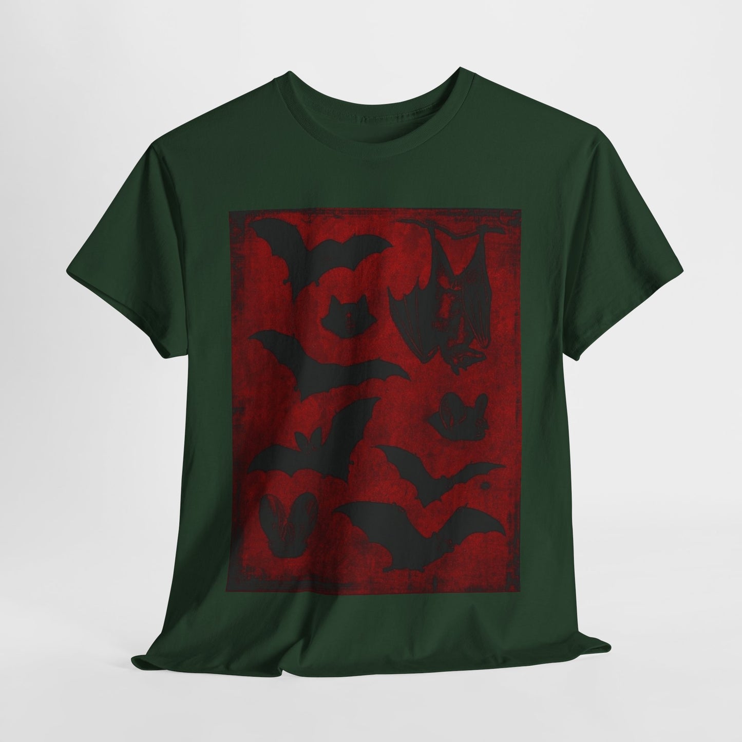 Moody Tee Gothic Bat Print Unisex Heavy Cotton Tee