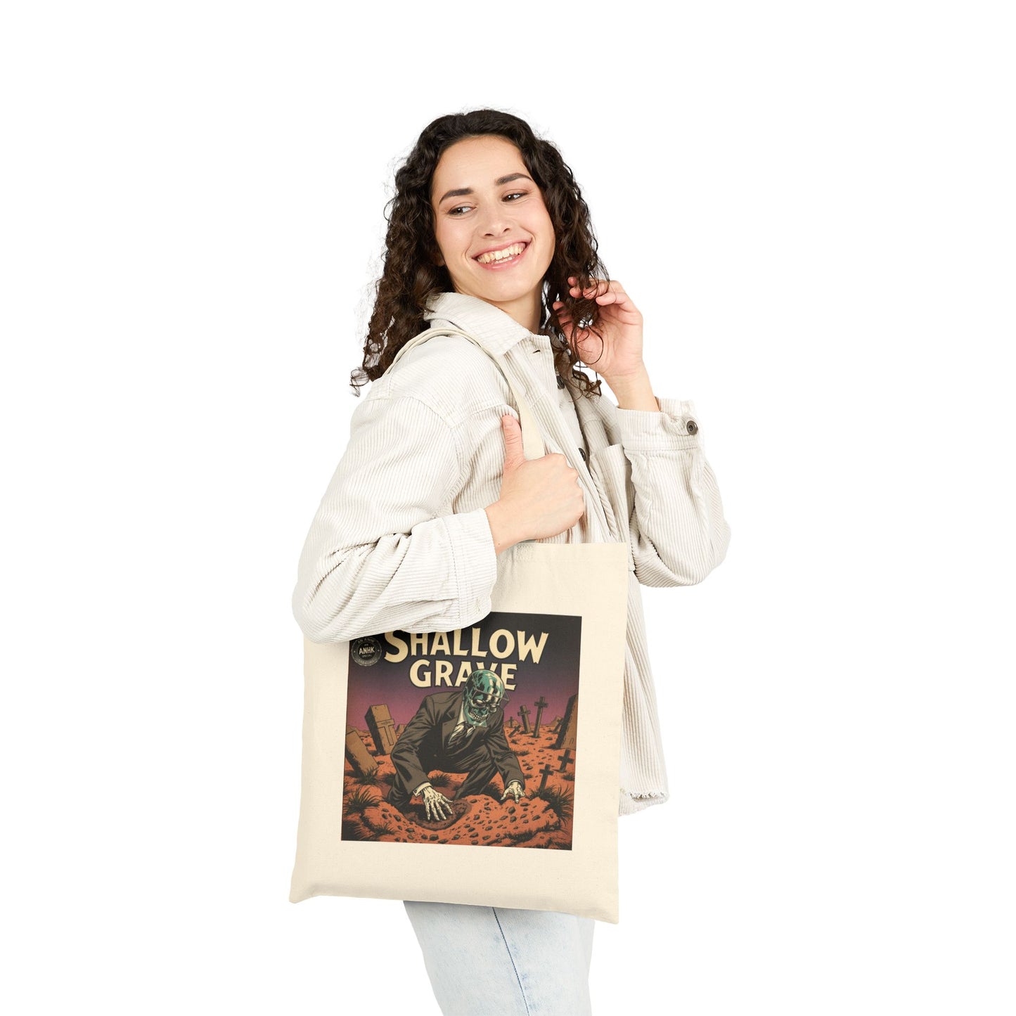 Spooky Shallow Grave Canvas Tote Bag - Eco-Friendly Tote