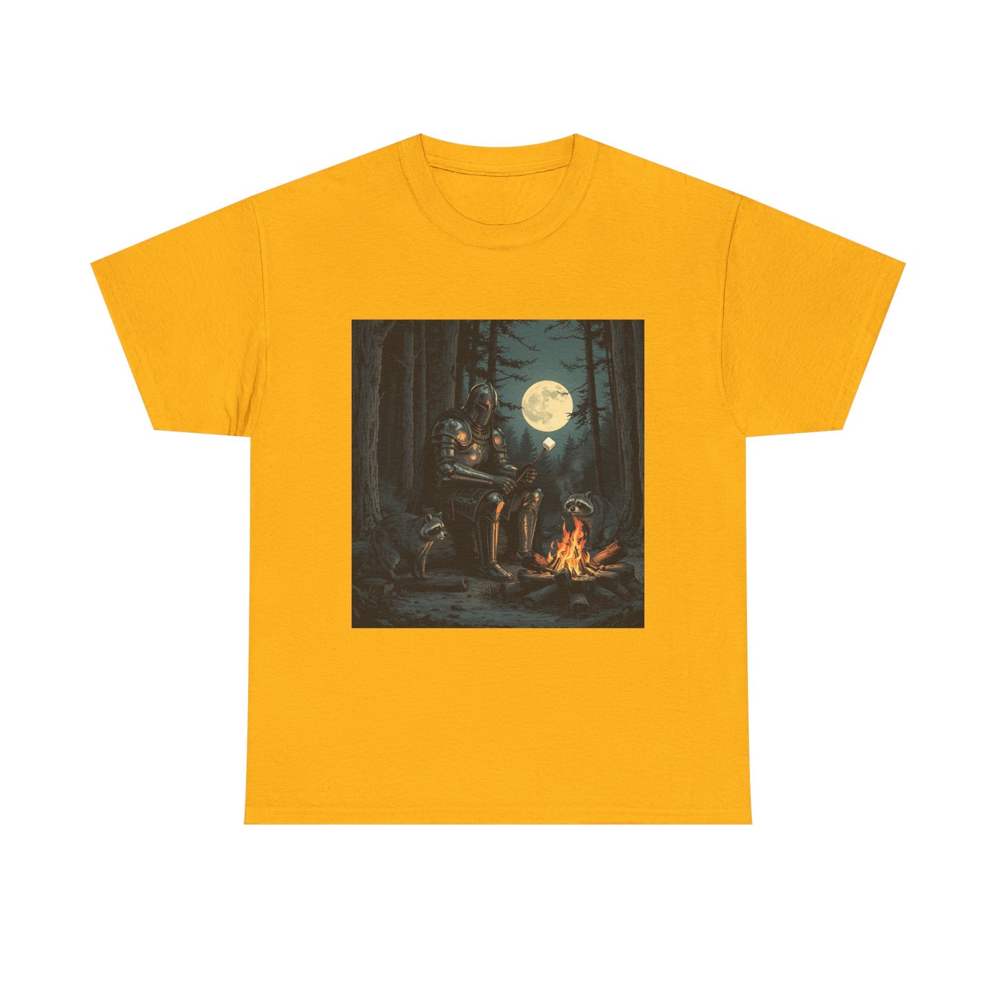 Vintage Comic Cover Knight Of Marshmallows Moonlit Campfire Unisex Tee