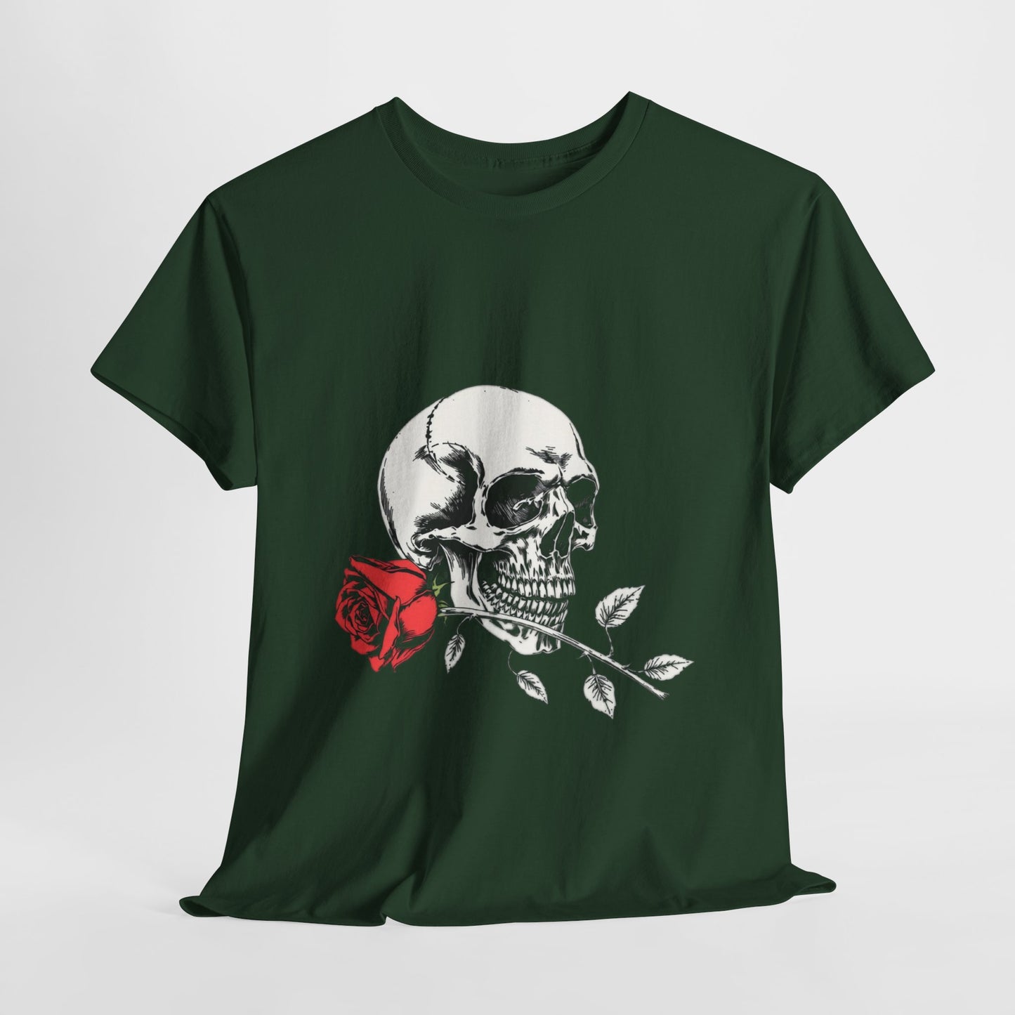 Skelly Goth Skull And Rose Unisex Heavy Cotton Tee