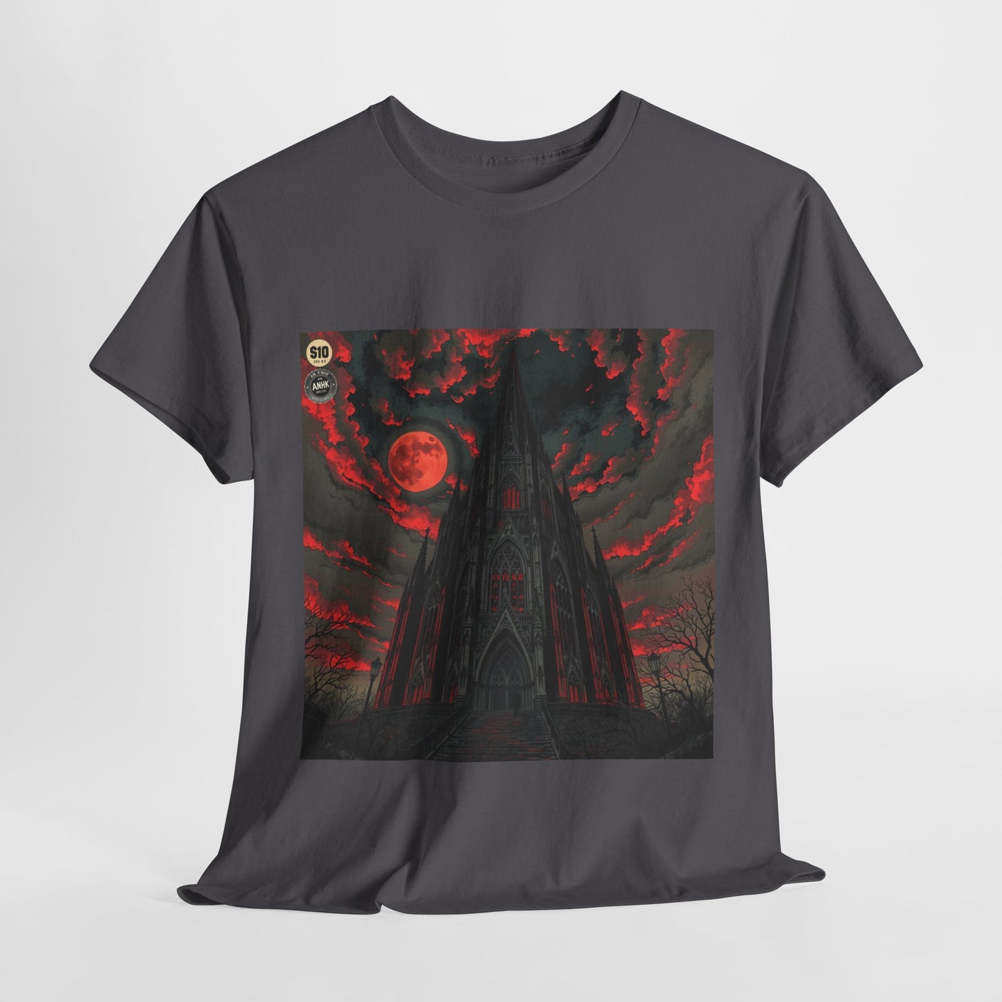 Gothic Cathedral Comic Cover Art Unisex Heavy Cotton Tee