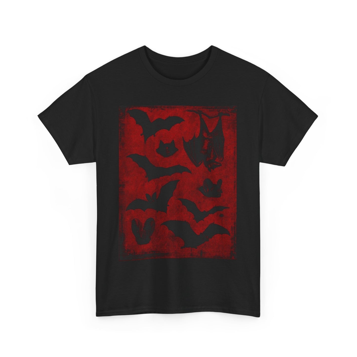 Moody Tee Gothic Bat Print Unisex Heavy Cotton Tee