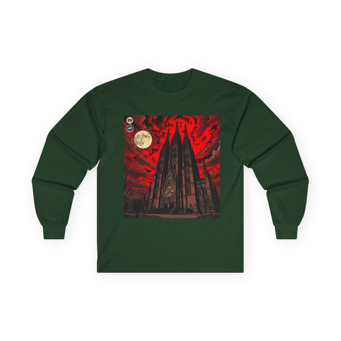 Moody Tee Gothic Moonrise Cathedral Long Sleeve Tee