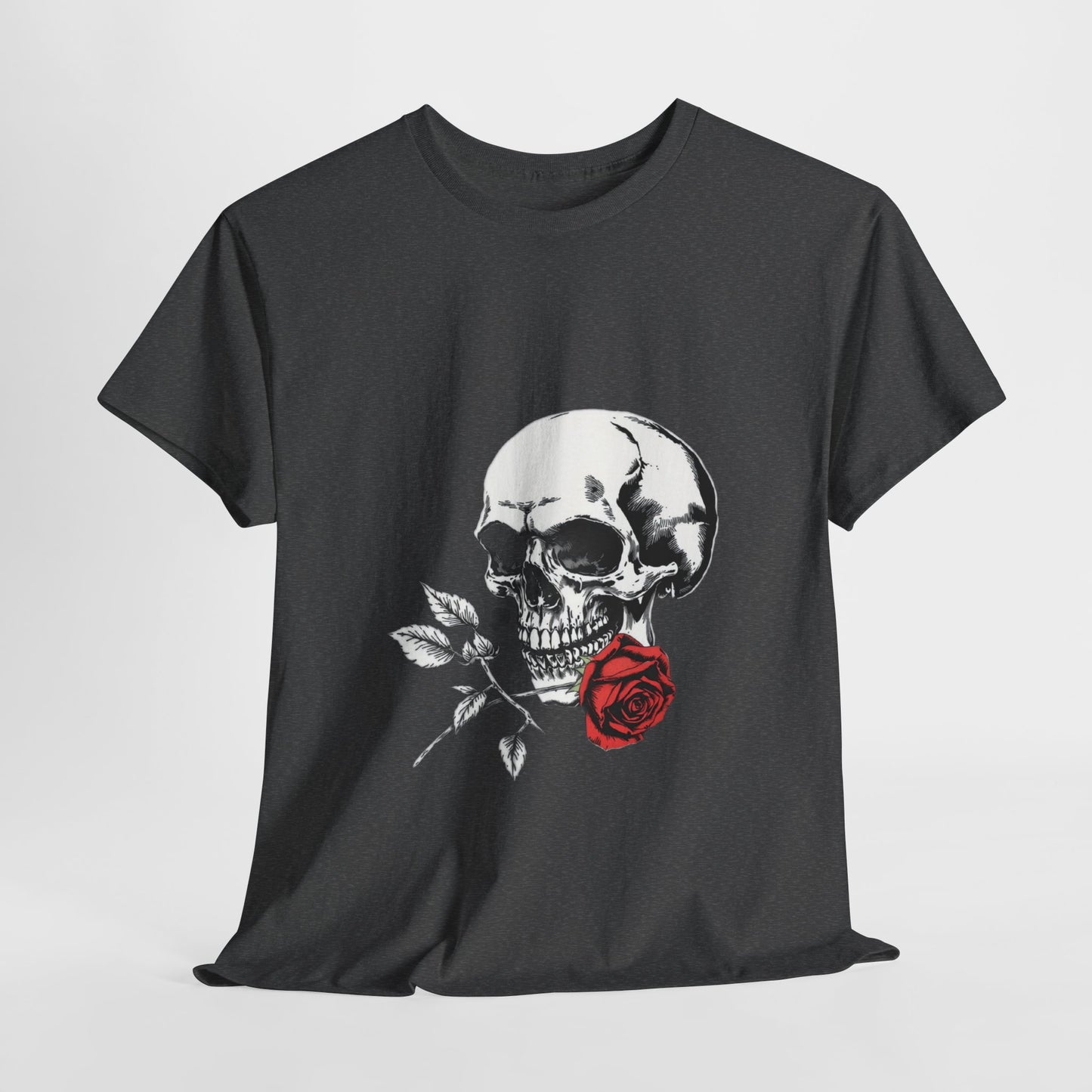 Skelly Goth Skull & Rose Tee - Unisex Heavy Cotton T-Shirt