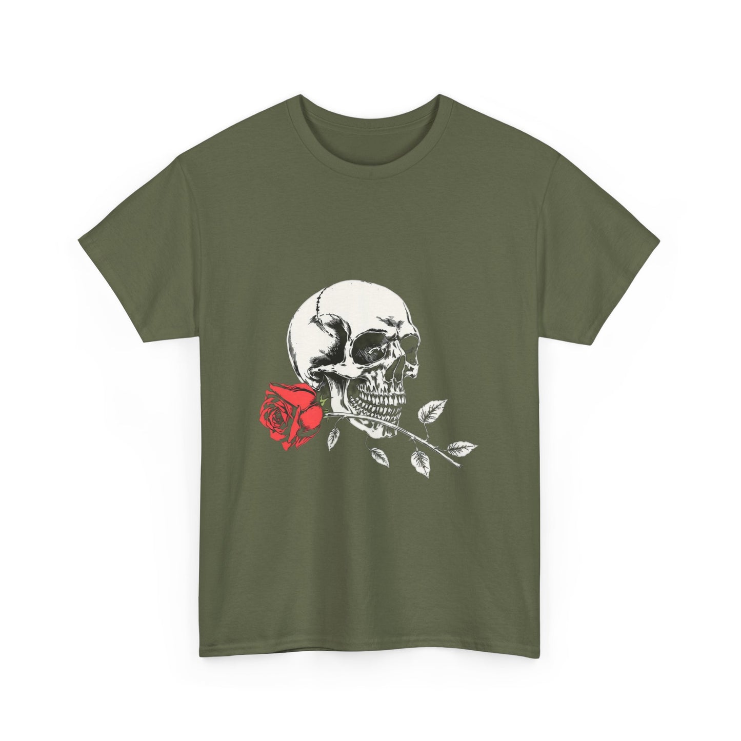 Skelly Goth Skull And Rose Unisex Heavy Cotton Tee