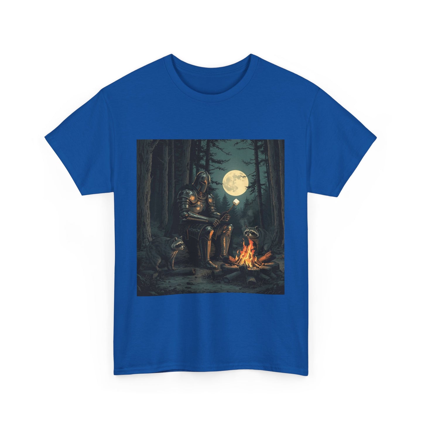 Vintage Comic Cover Knight Of Marshmallows Moonlit Campfire Unisex Tee