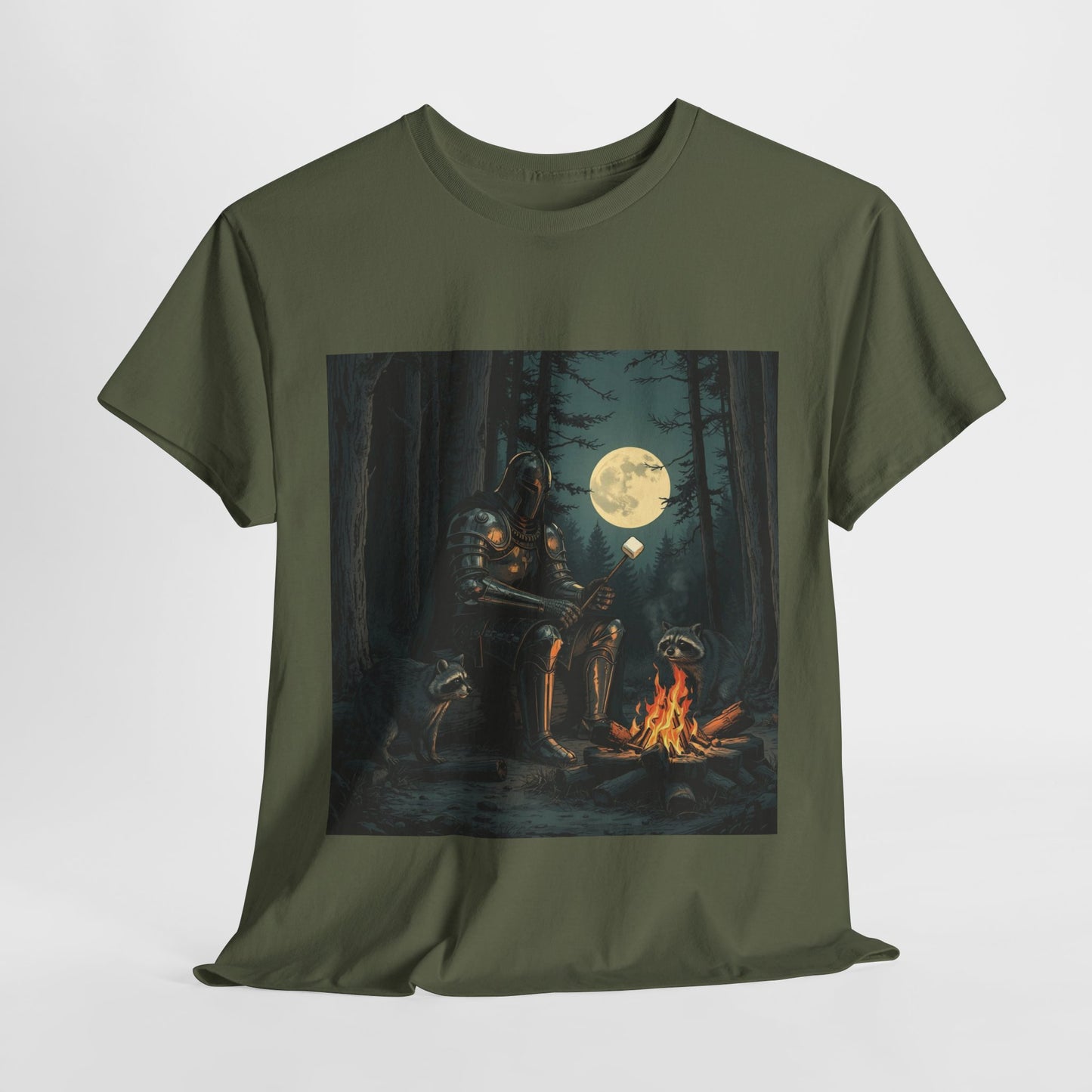 Vintage Comic Cover Knight Of Marshmallows Moonlit Campfire Unisex Tee