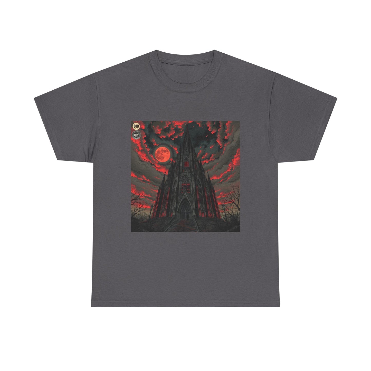 Gothic Cathedral Comic Cover Art Unisex Heavy Cotton Tee