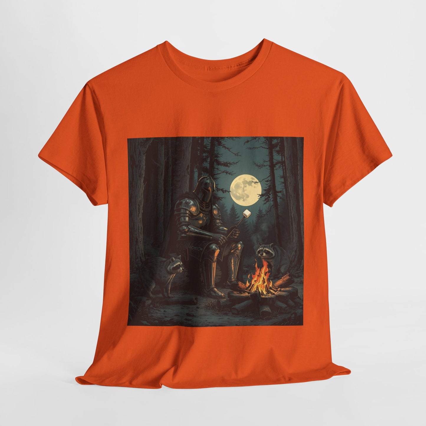 Vintage Comic Cover Knight Of Marshmallows Moonlit Campfire Unisex Tee