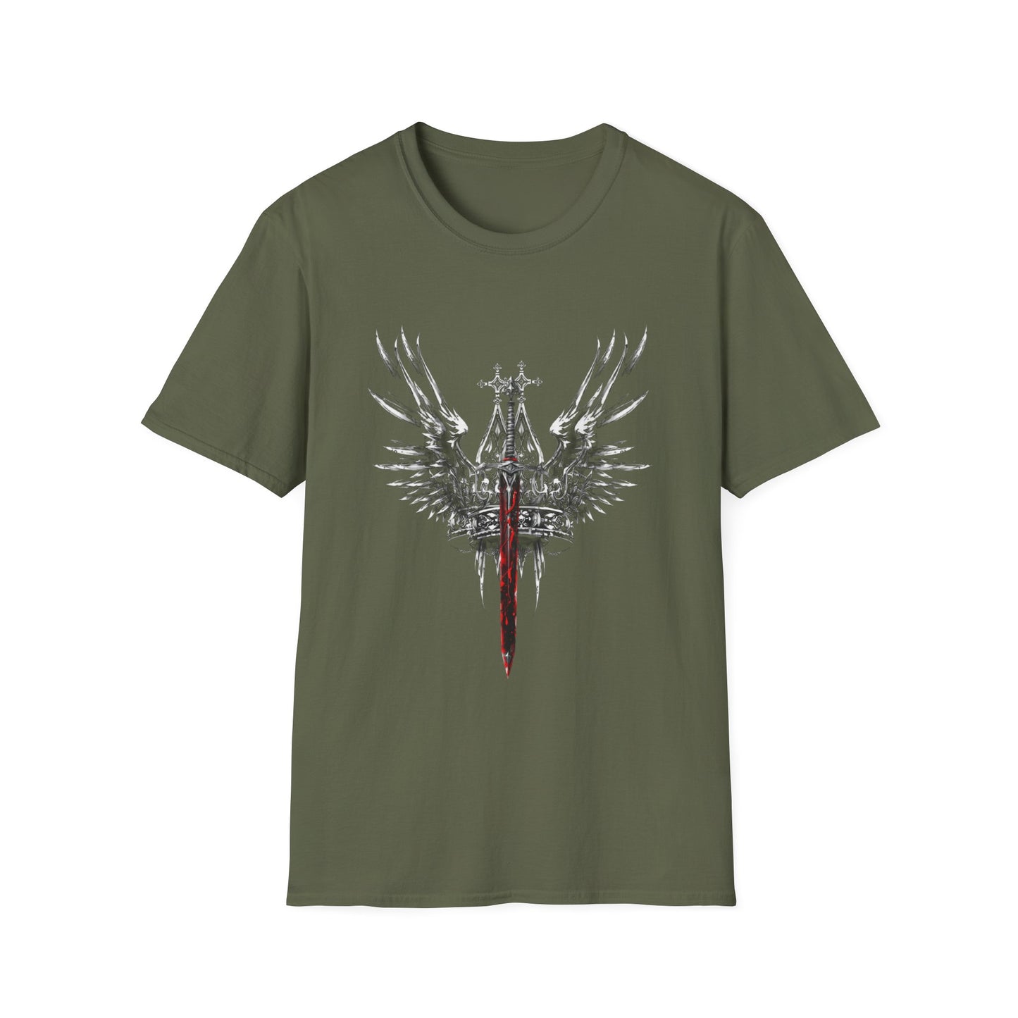 Gothic Y2k Unisex Softstyle T-Shirt with Edgy Sword Design