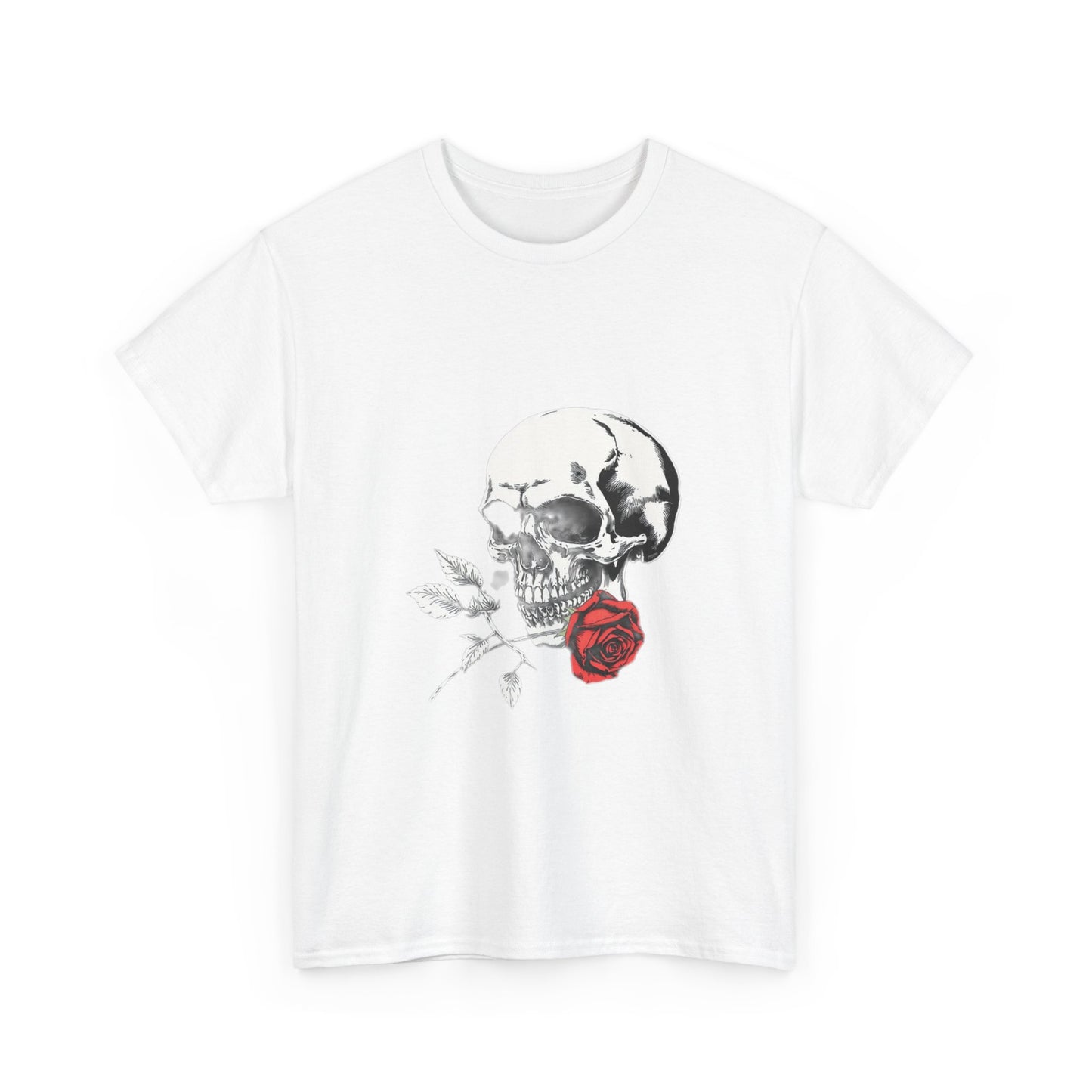 Skelly Goth Skull & Rose Tee - Unisex Heavy Cotton T-Shirt
