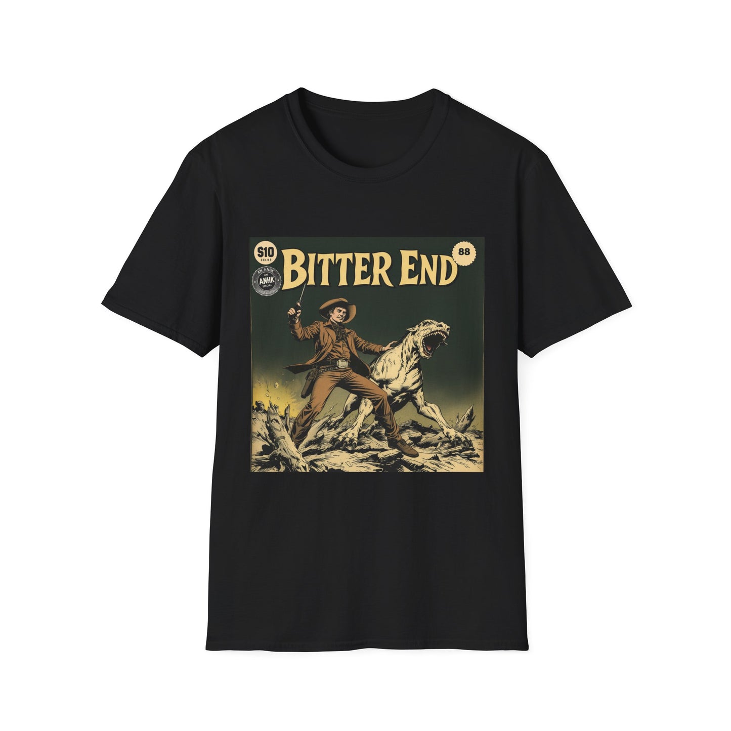 Vintage Comic Cover Western 'Bitter End' Graphic T-Shirt