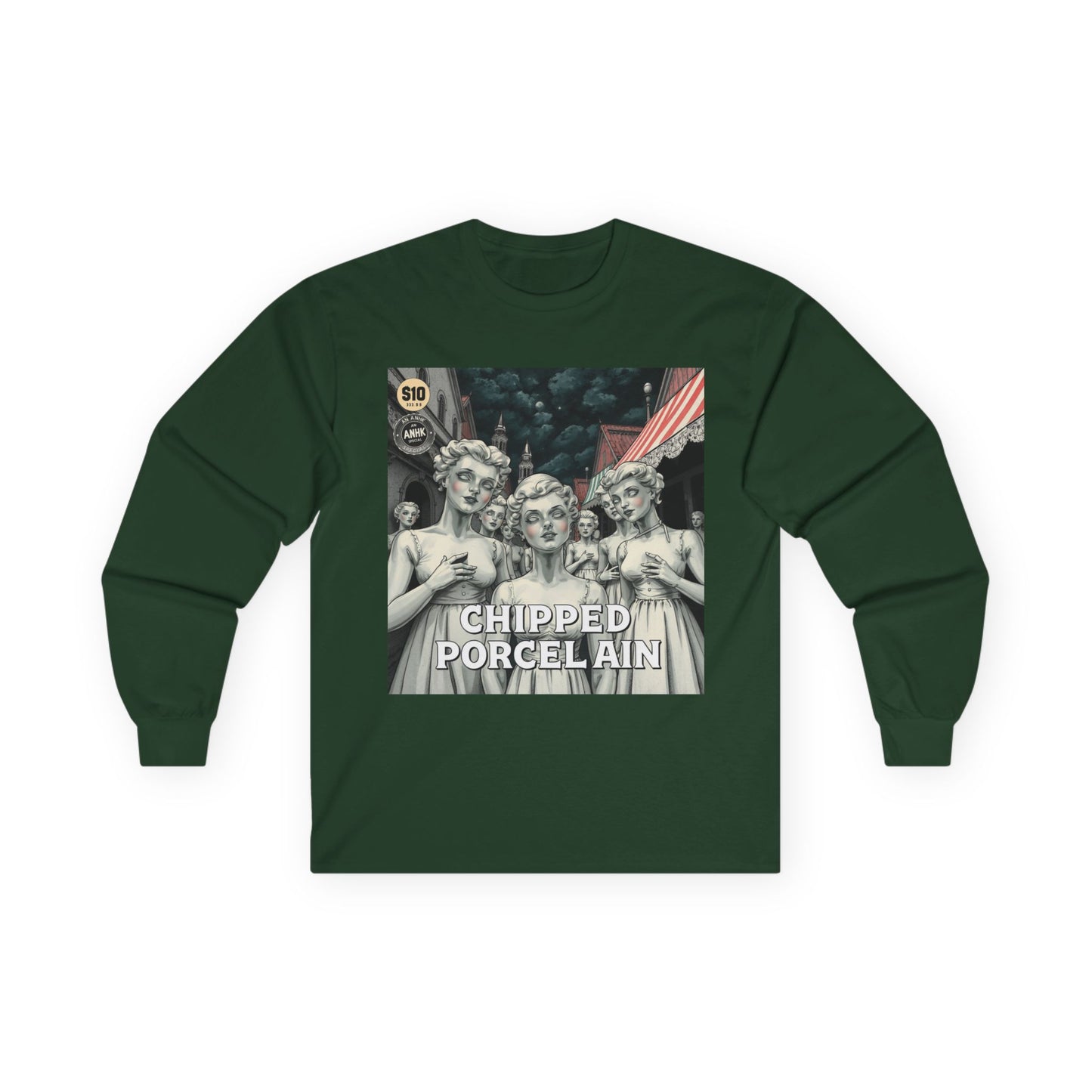 Vintage Comic Cover Chipped Porcelain Long Sleeve Tee