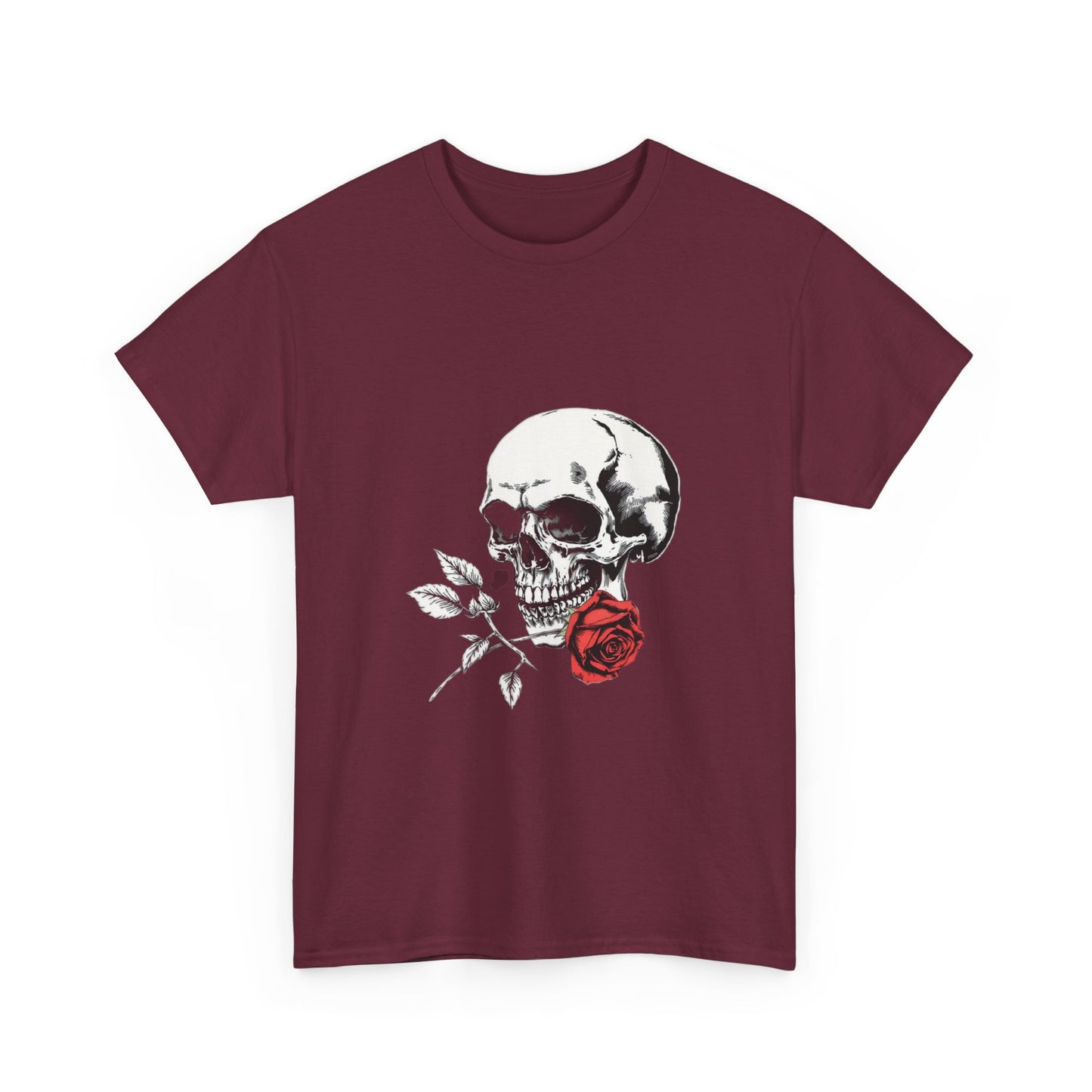 Skelly Goth Skull & Rose Tee - Unisex Heavy Cotton T-Shirt