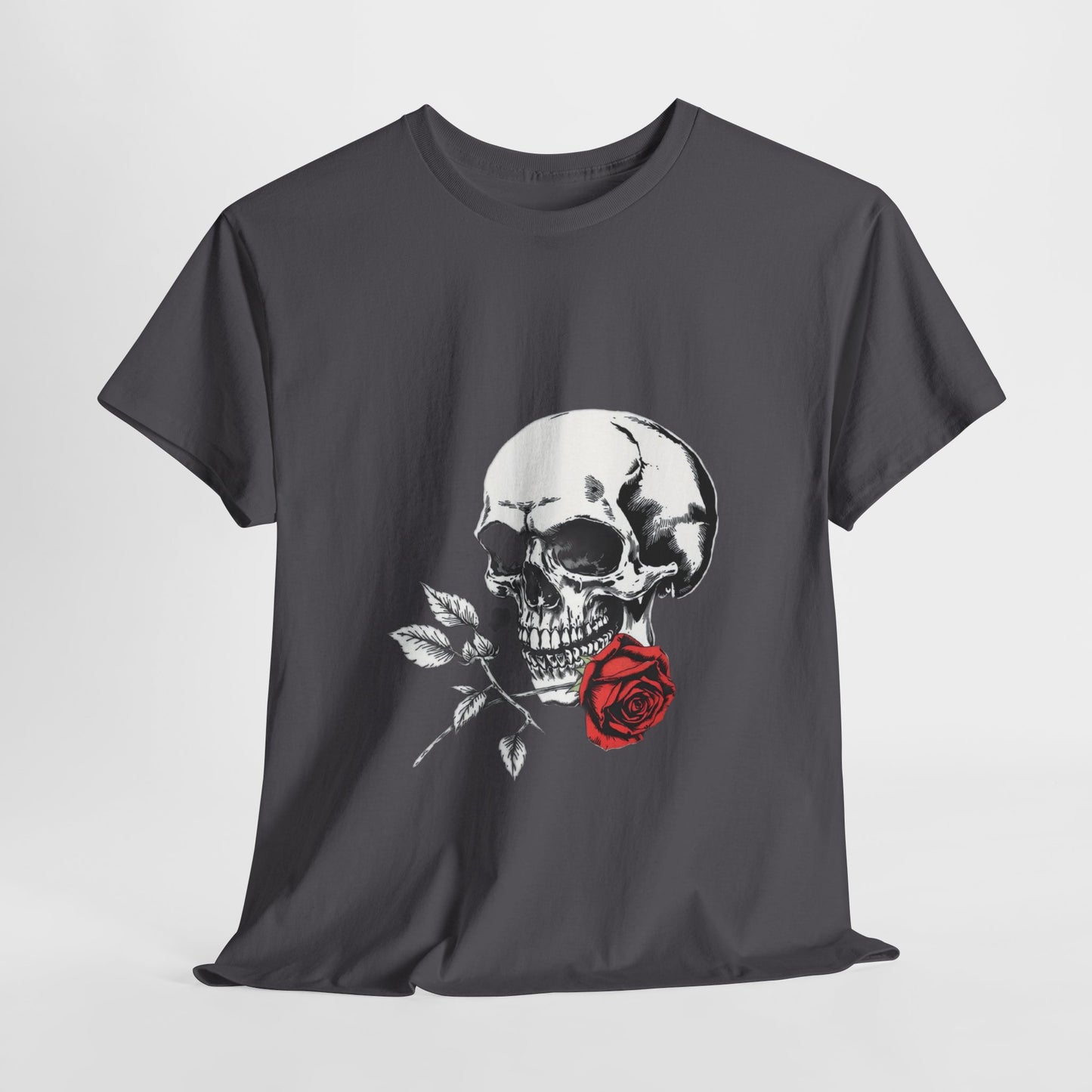 Skelly Goth Skull & Rose Tee - Unisex Heavy Cotton T-Shirt