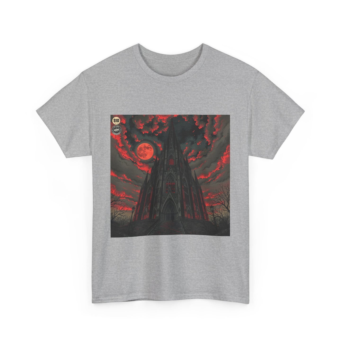 Gothic Cathedral Comic Cover Art Unisex Heavy Cotton Tee