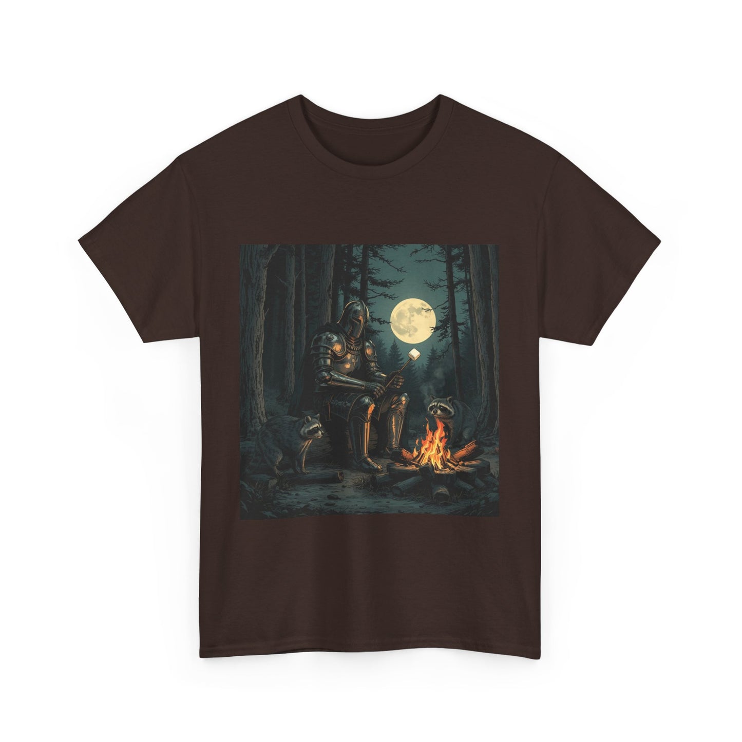 Vintage Comic Cover Knight Of Marshmallows Moonlit Campfire Unisex Tee