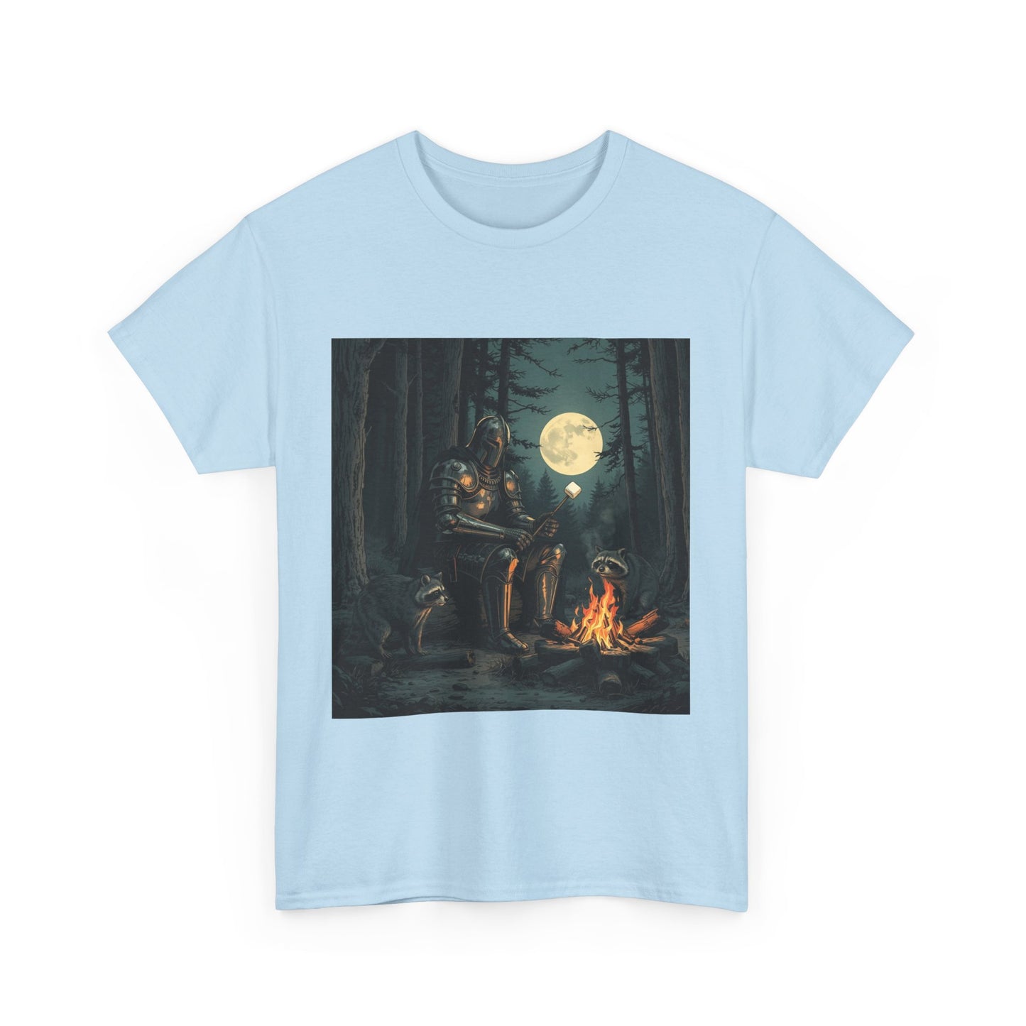 Vintage Comic Cover Knight Of Marshmallows Moonlit Campfire Unisex Tee