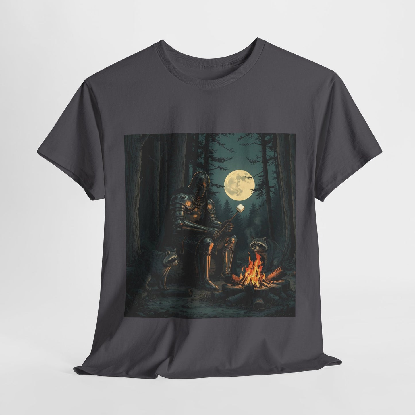 Vintage Comic Cover Knight Of Marshmallows Moonlit Campfire Unisex Tee