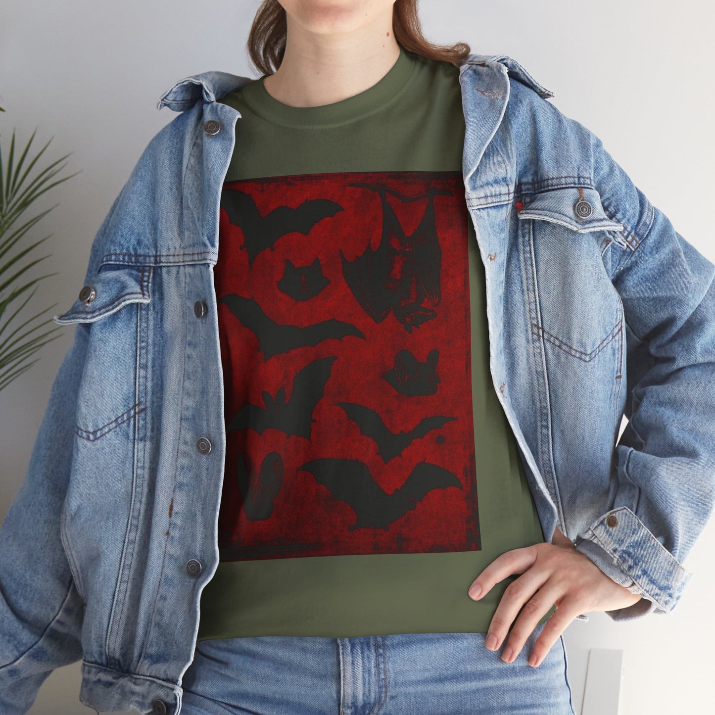 Moody Tee Gothic Bat Print Unisex Heavy Cotton Tee