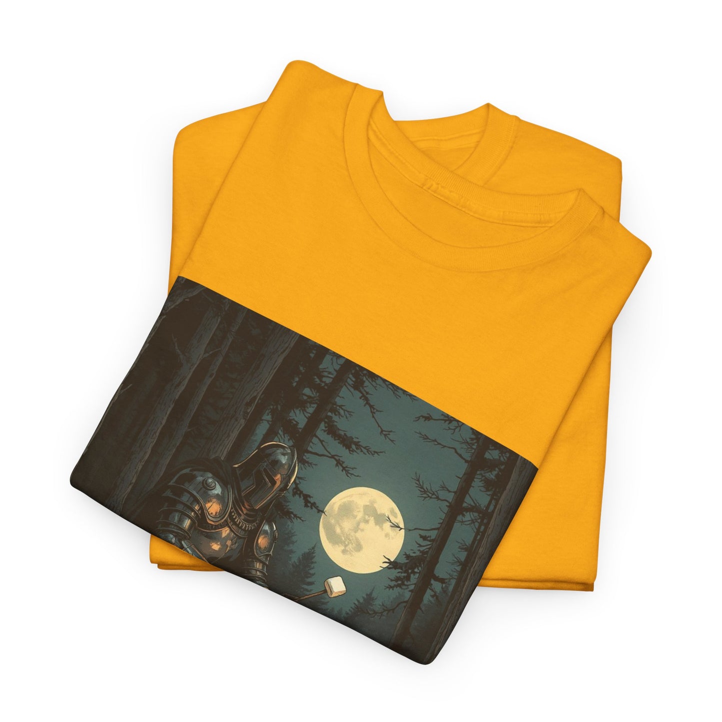 Vintage Comic Cover Knight Of Marshmallows Moonlit Campfire Unisex Tee