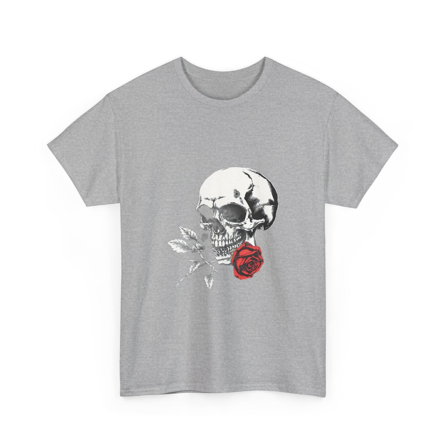 Skelly Goth Skull & Rose Tee - Unisex Heavy Cotton T-Shirt