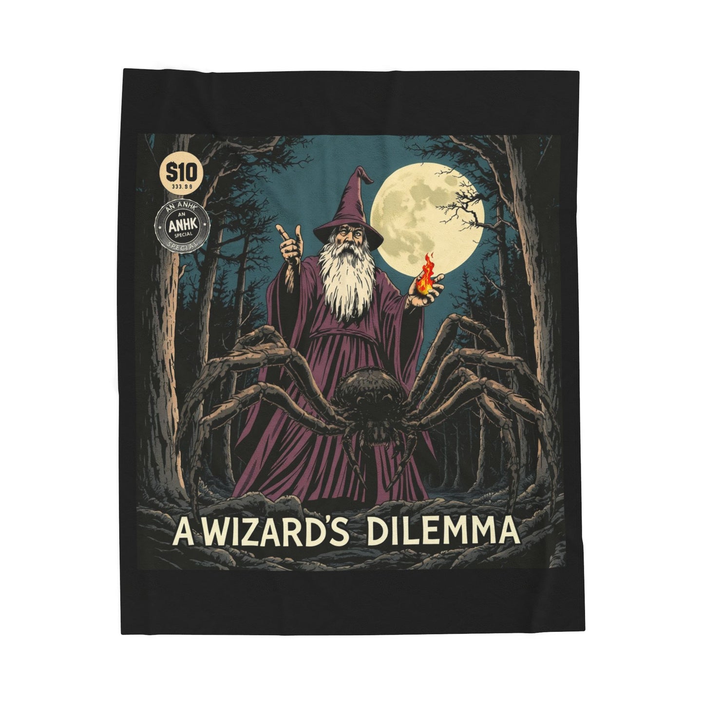 Vintage Comic Cover Wizard's Dilemma Velveteen Blanket