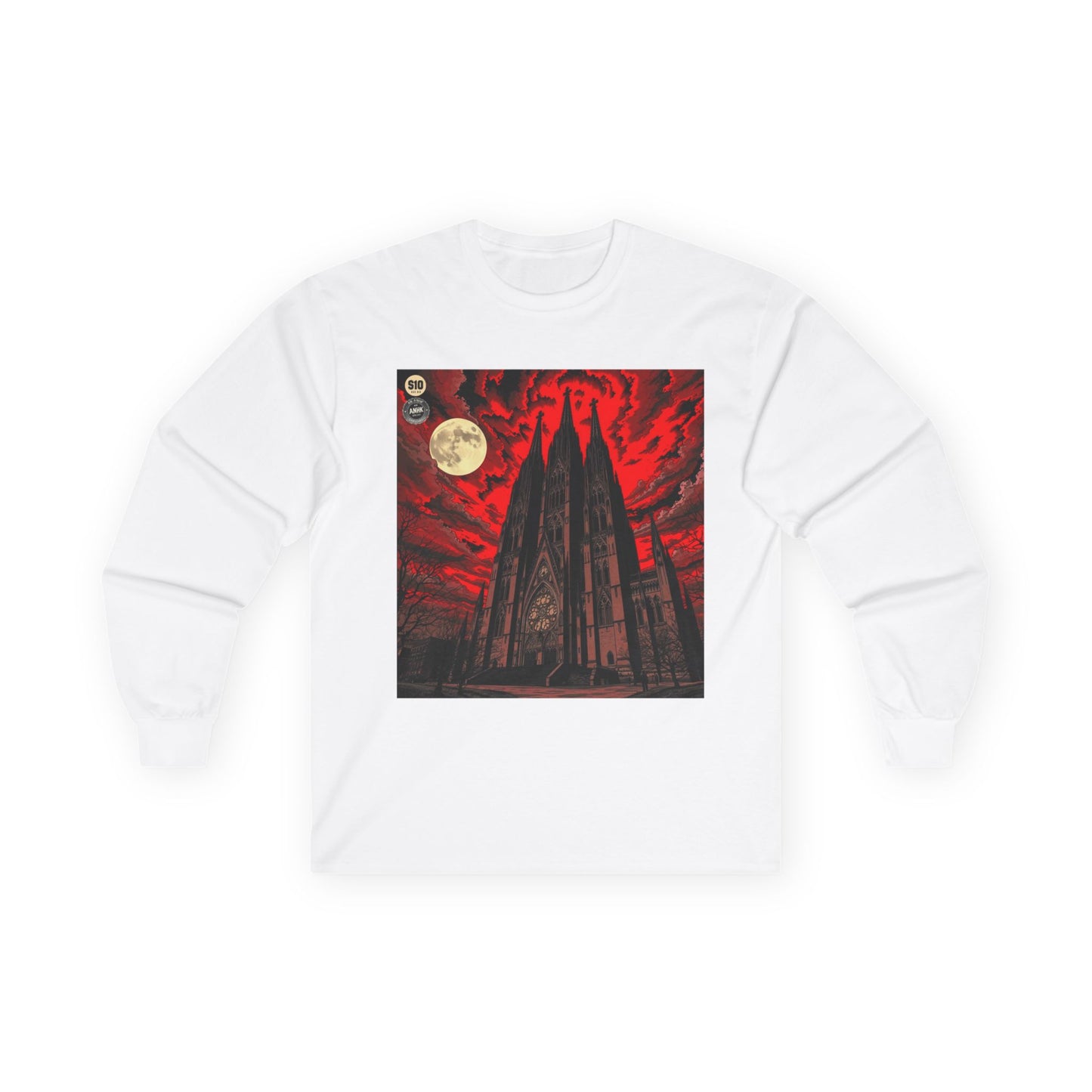 Moody Tee Gothic Moonrise Cathedral Long Sleeve Tee