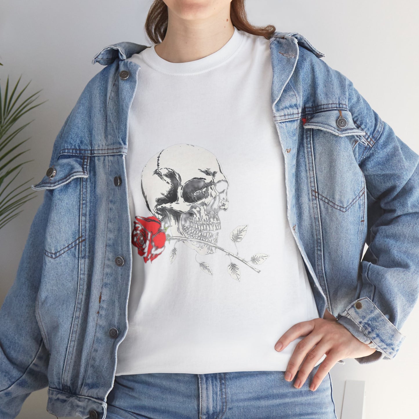 Skelly Goth Skull And Rose Unisex Heavy Cotton Tee
